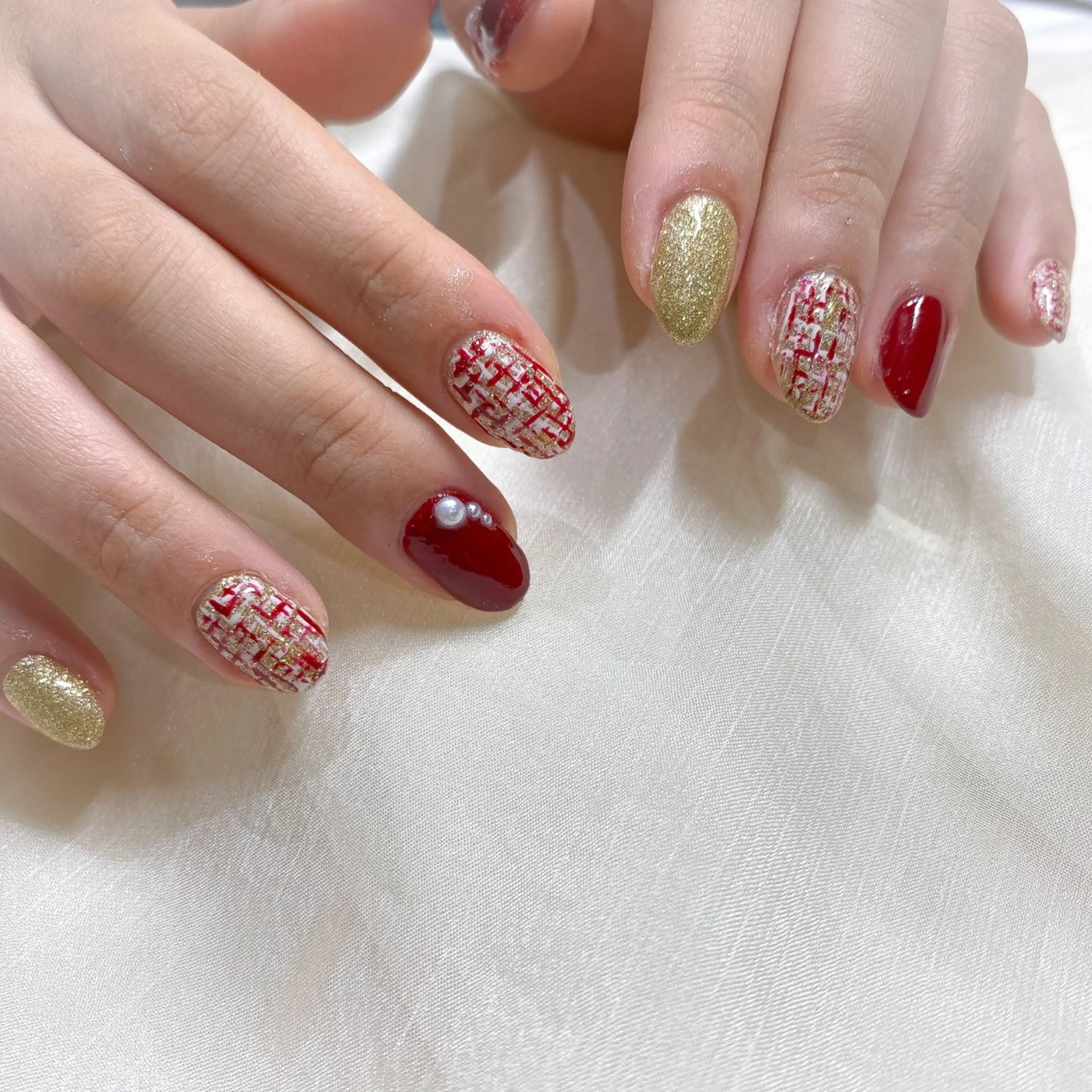 ネイル ツイードネイル ネイル空間所属・muguet🎀 chikaのネイルデザイン