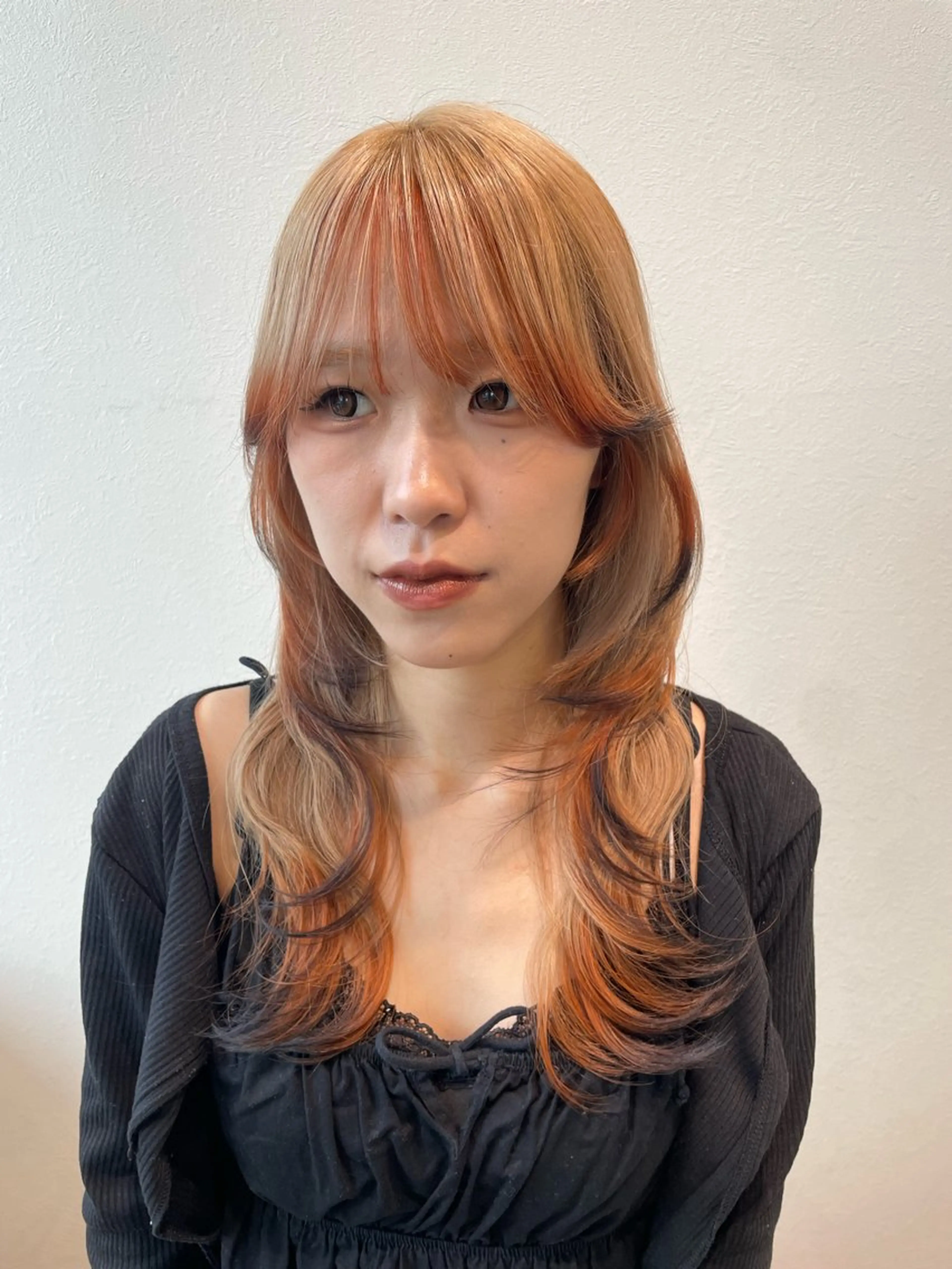 セミロング カラー 狐カラー SARA古賀店 かすみ🐬🩵のヘアスタイル