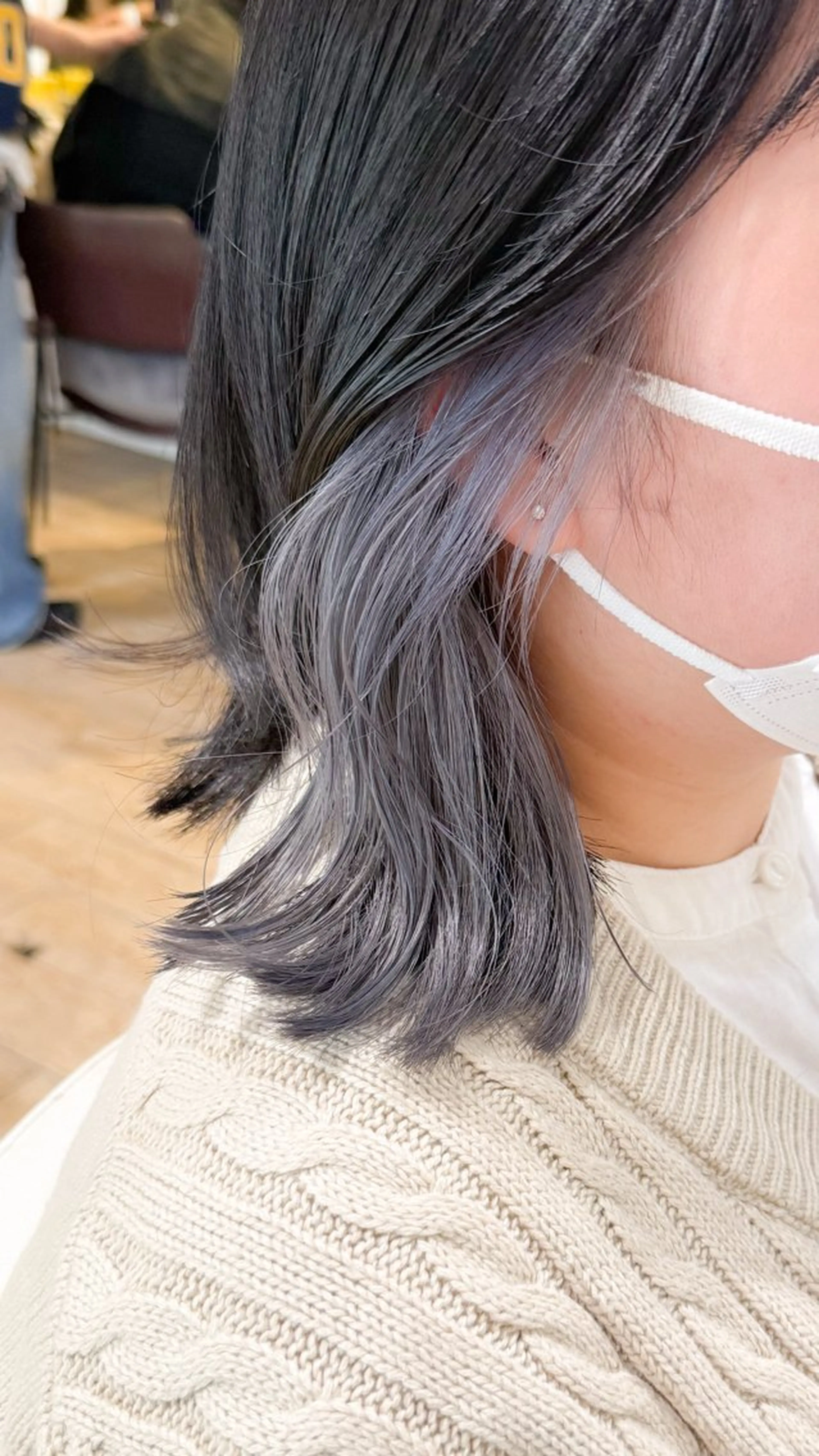 ミディアム カラー ボブレイヤー ブルーカラー インナーカラー シルバー ボブ カット ヘアカラー トリートメント ✨カラー支持No.1 🧸ワキ カナコ🧸のヘアスタイル