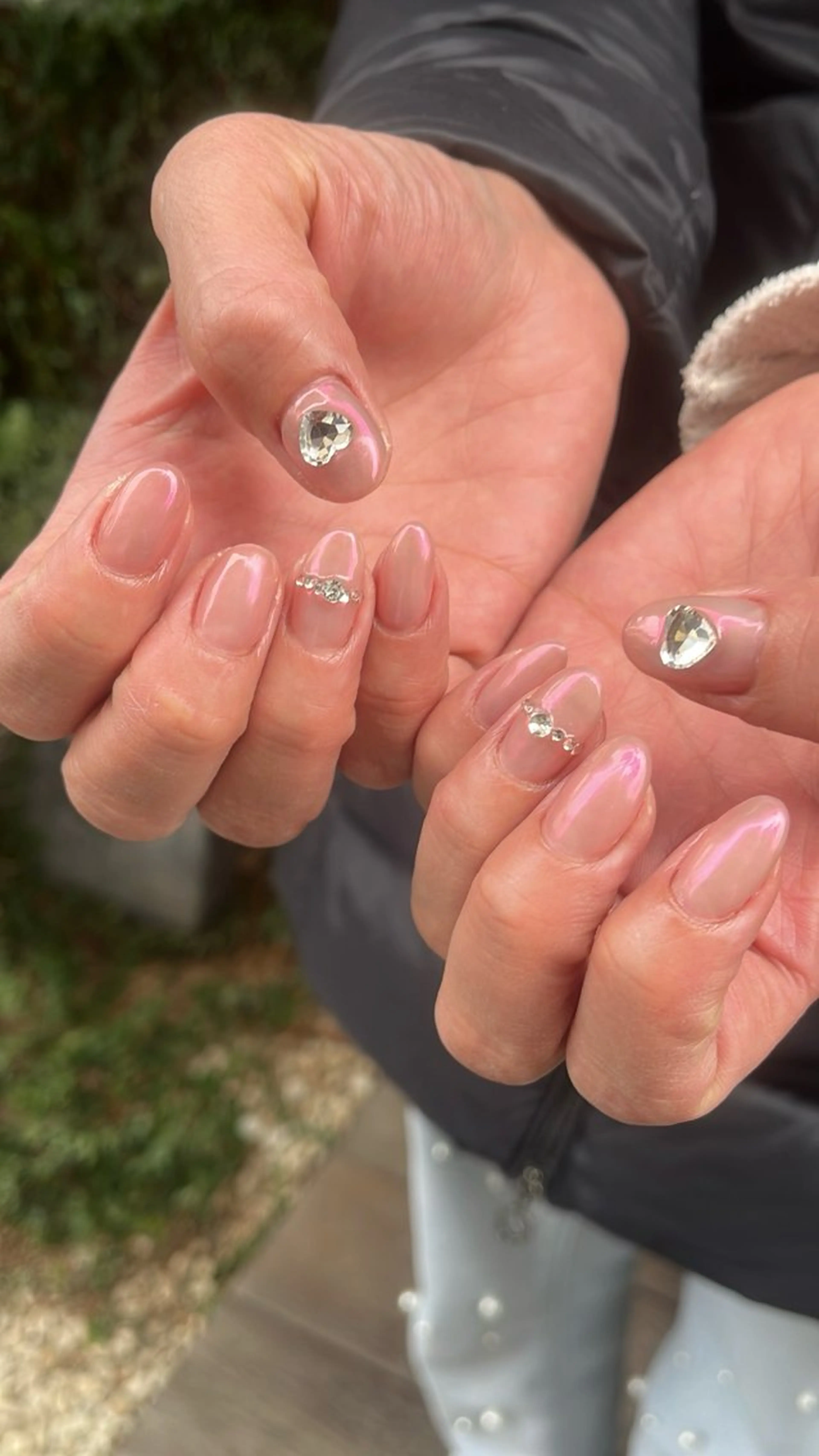 ネイル フラッシュネイル フレンチネイル ハート ラメ(グリッター) ラメグラデーション ハンドネイル SAKU nail 作島茜のネイルデザイン