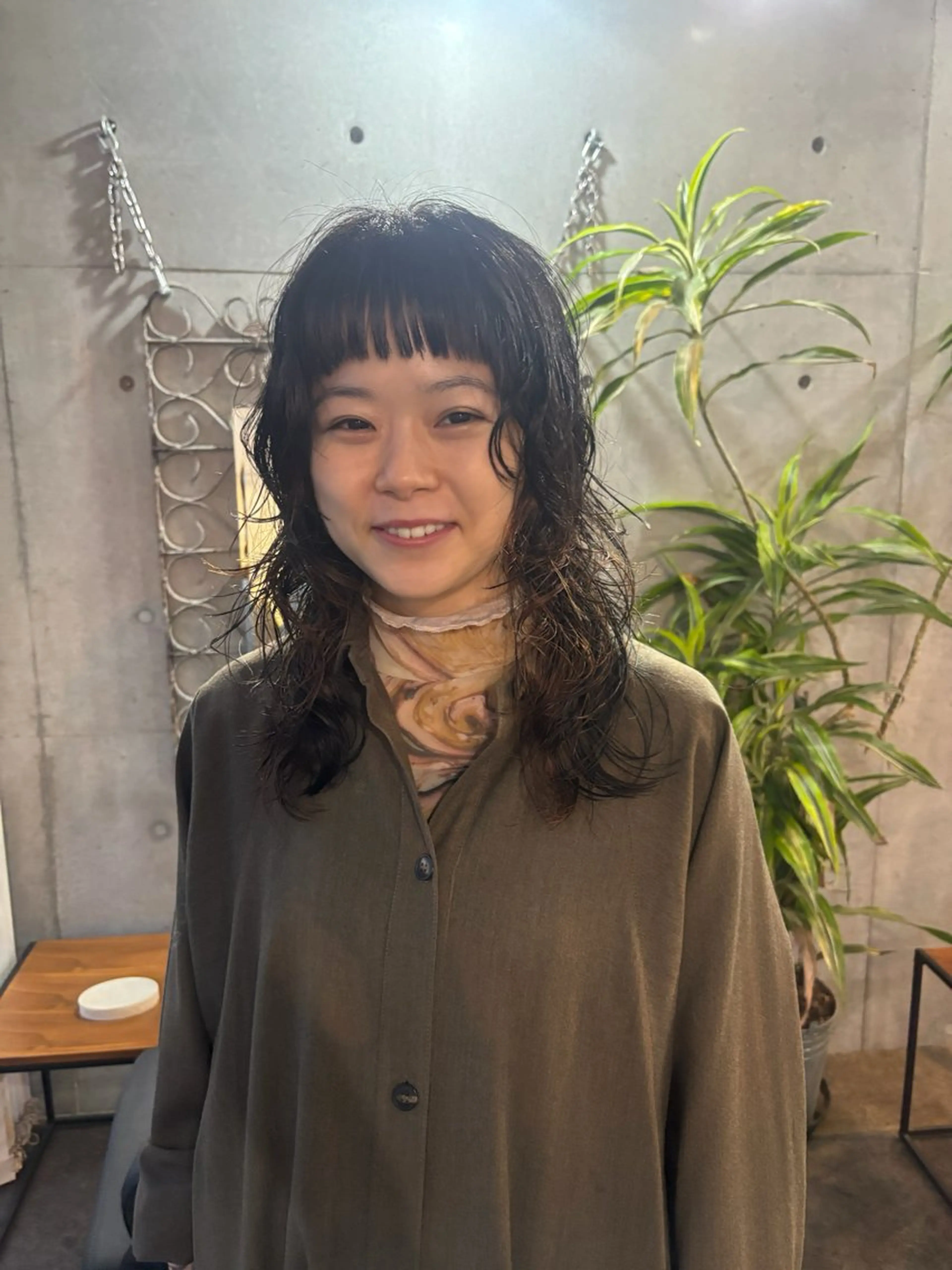 セミロング カラー パーマ セミロングパーマ ニュアンスパーマ 大林 エリコのヘアスタイル