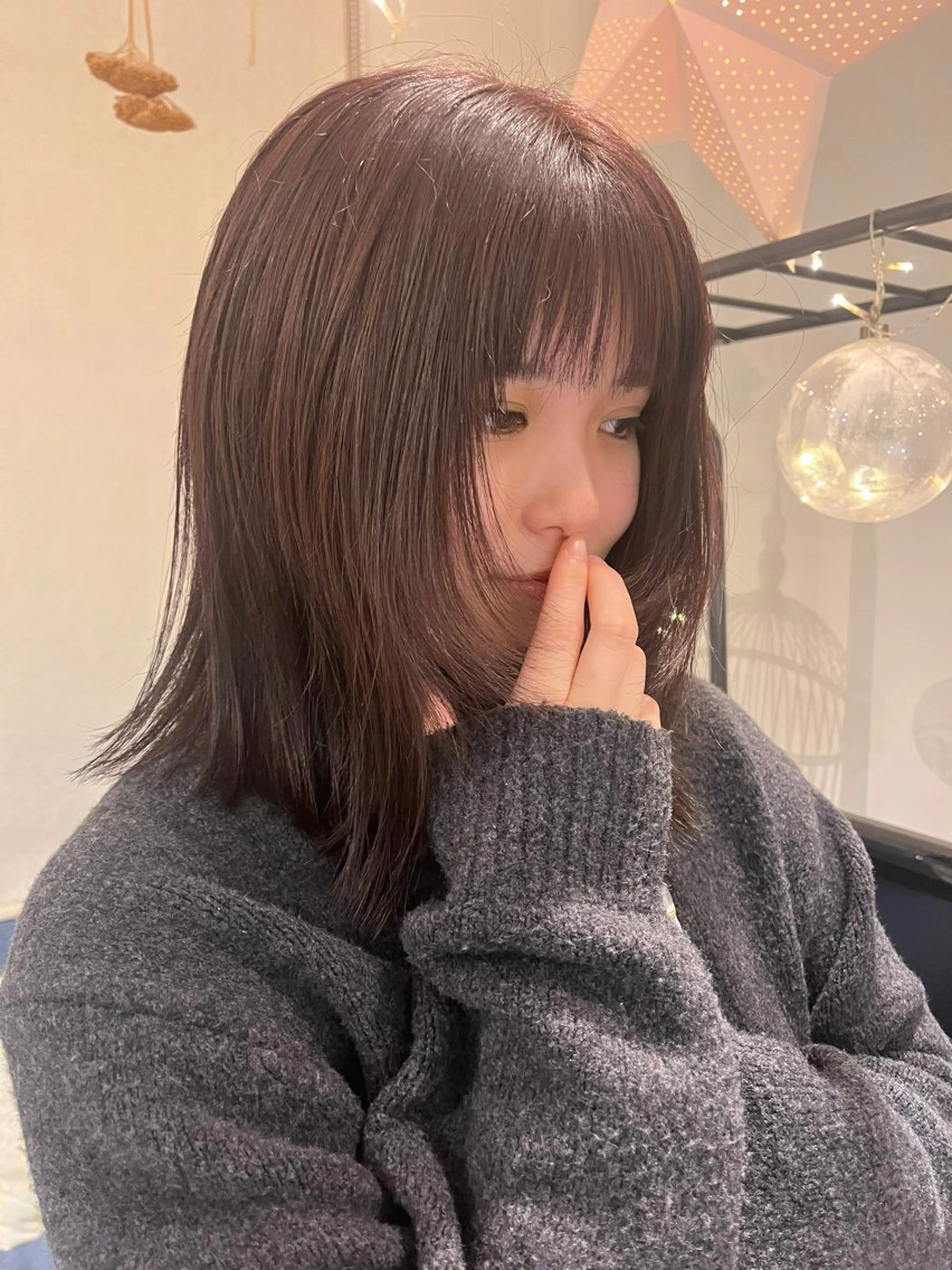 ミディアム ピンクブラウン レイヤー/暖色/ 髪質改善/永礼芳果のヘアスタイル