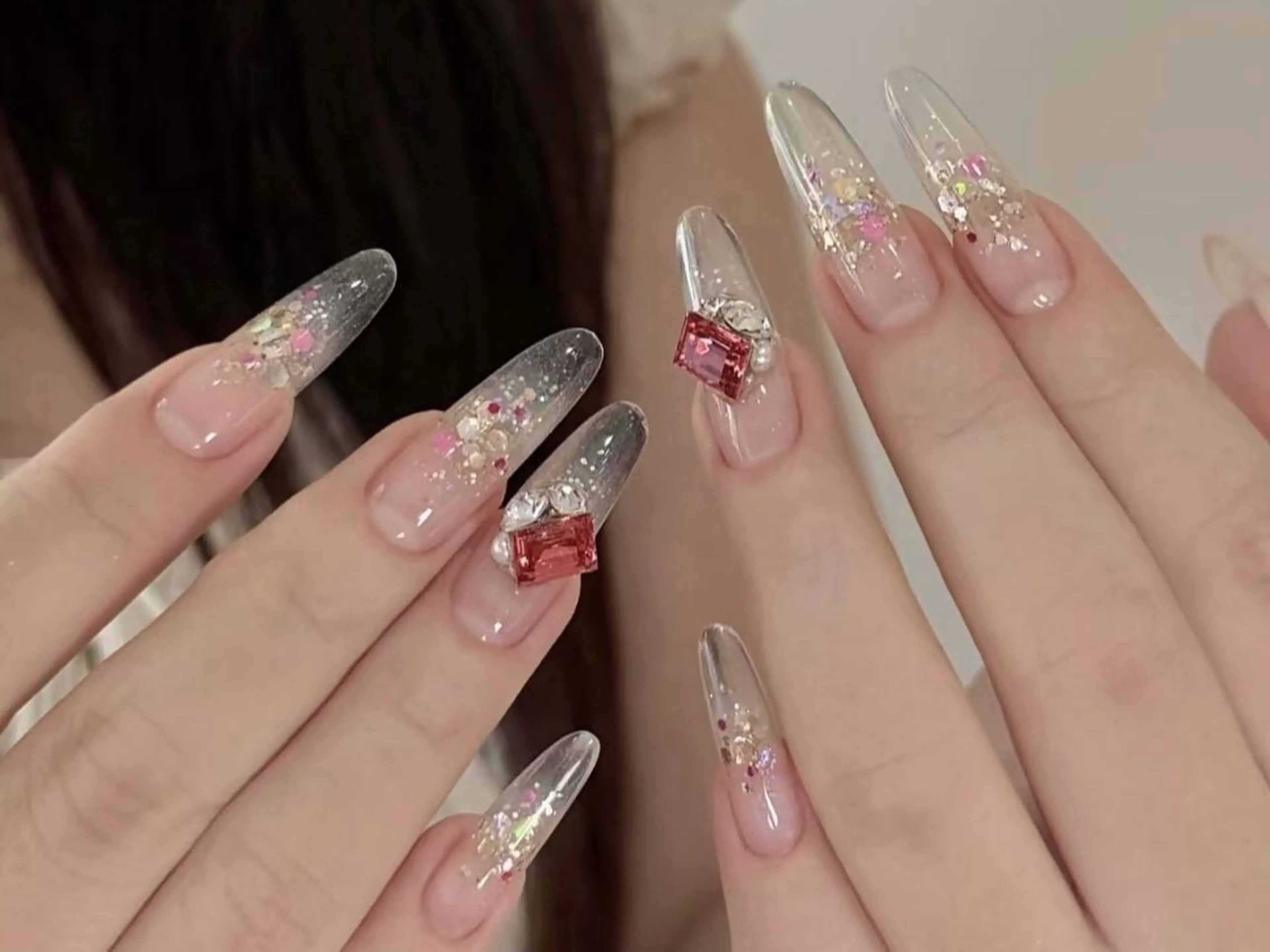 ネイル アートネイル カジュアル クリアネイル グラデーション ホログラムネイル ハンドネイル 🎀Sense Nail渋谷店🎀のネイルデザイン