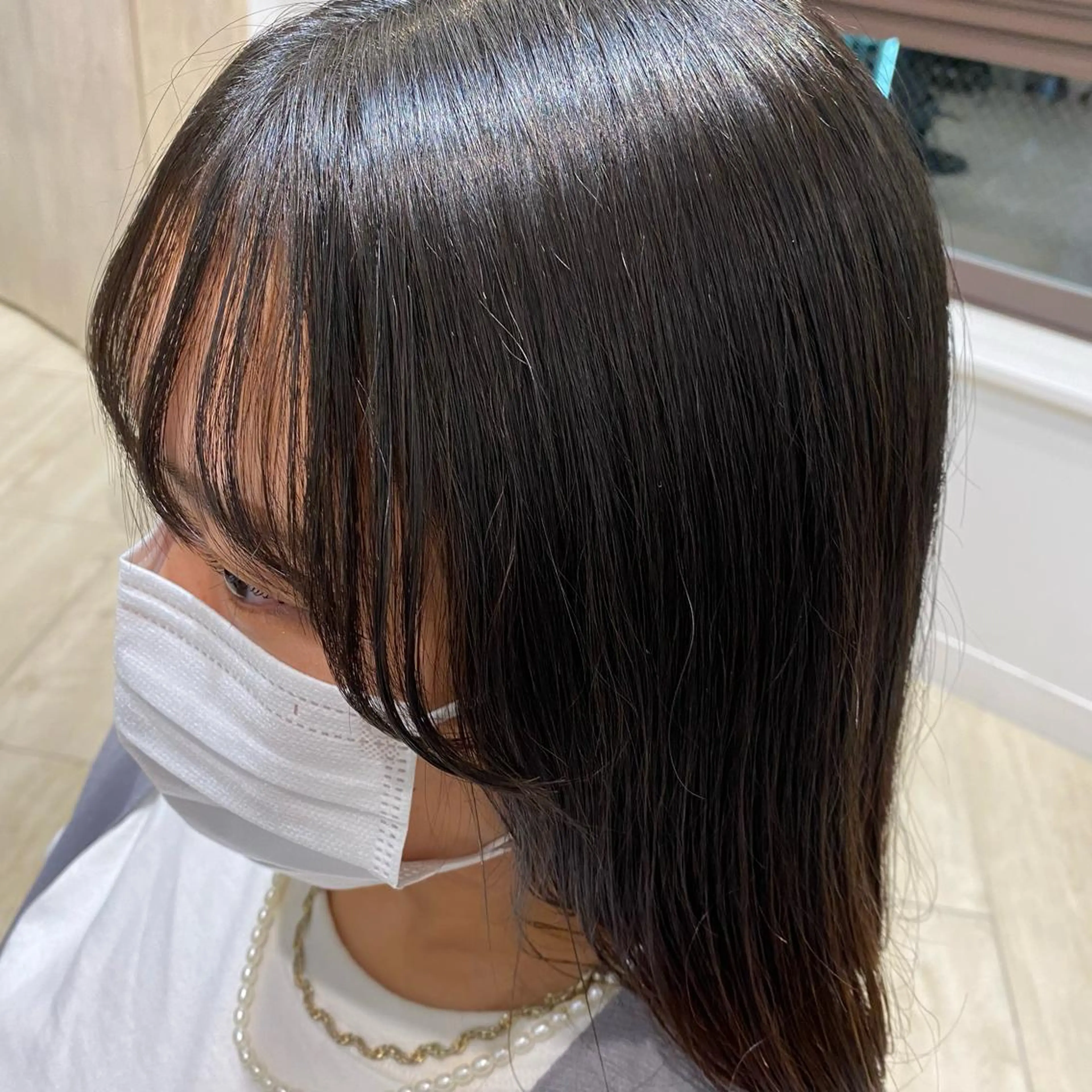 セミロング サイドバング equal銀座 黒田💚のヘアスタイル