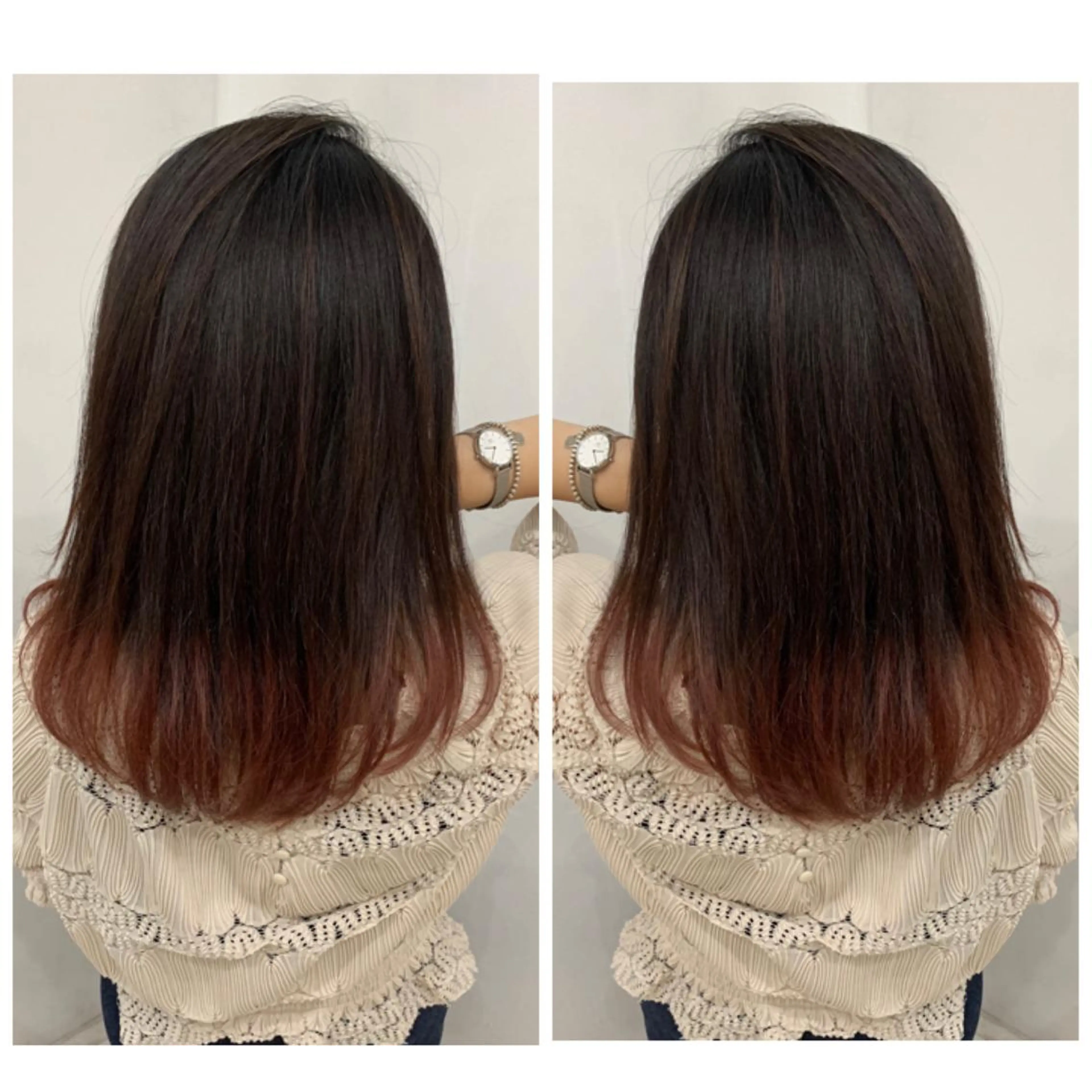 ロング カラー アッシュ バレイヤージュ ブリーチ デザインカラー グレージュ カット ヘアカラー 京都大人女性ショート 徒歩1分/秋山のヘアスタイル