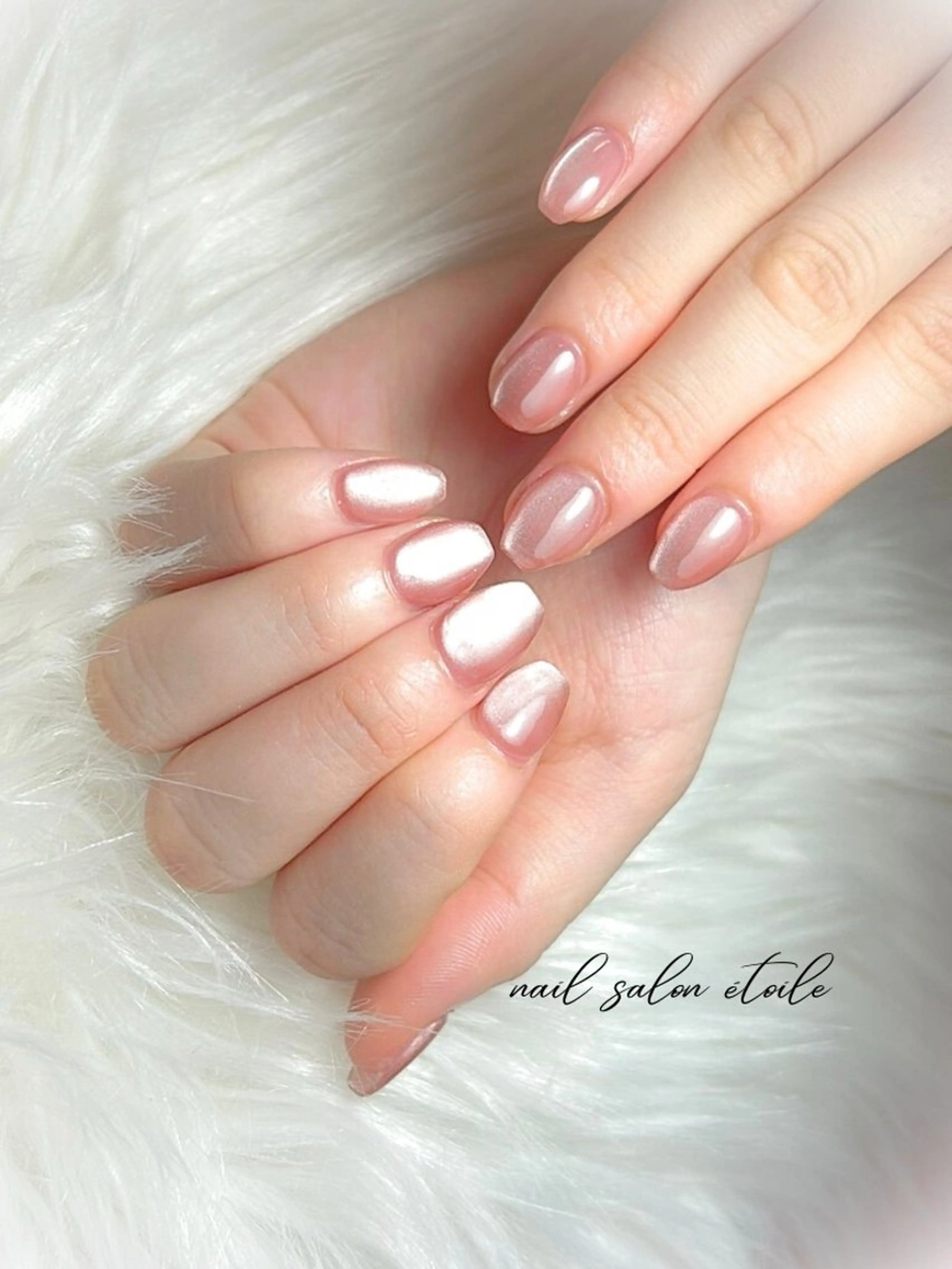 ネイル 氷ネイル・うるうるネイル マグネットネイル ピンク ハンドネイル nail salon étoileのネイルデザイン