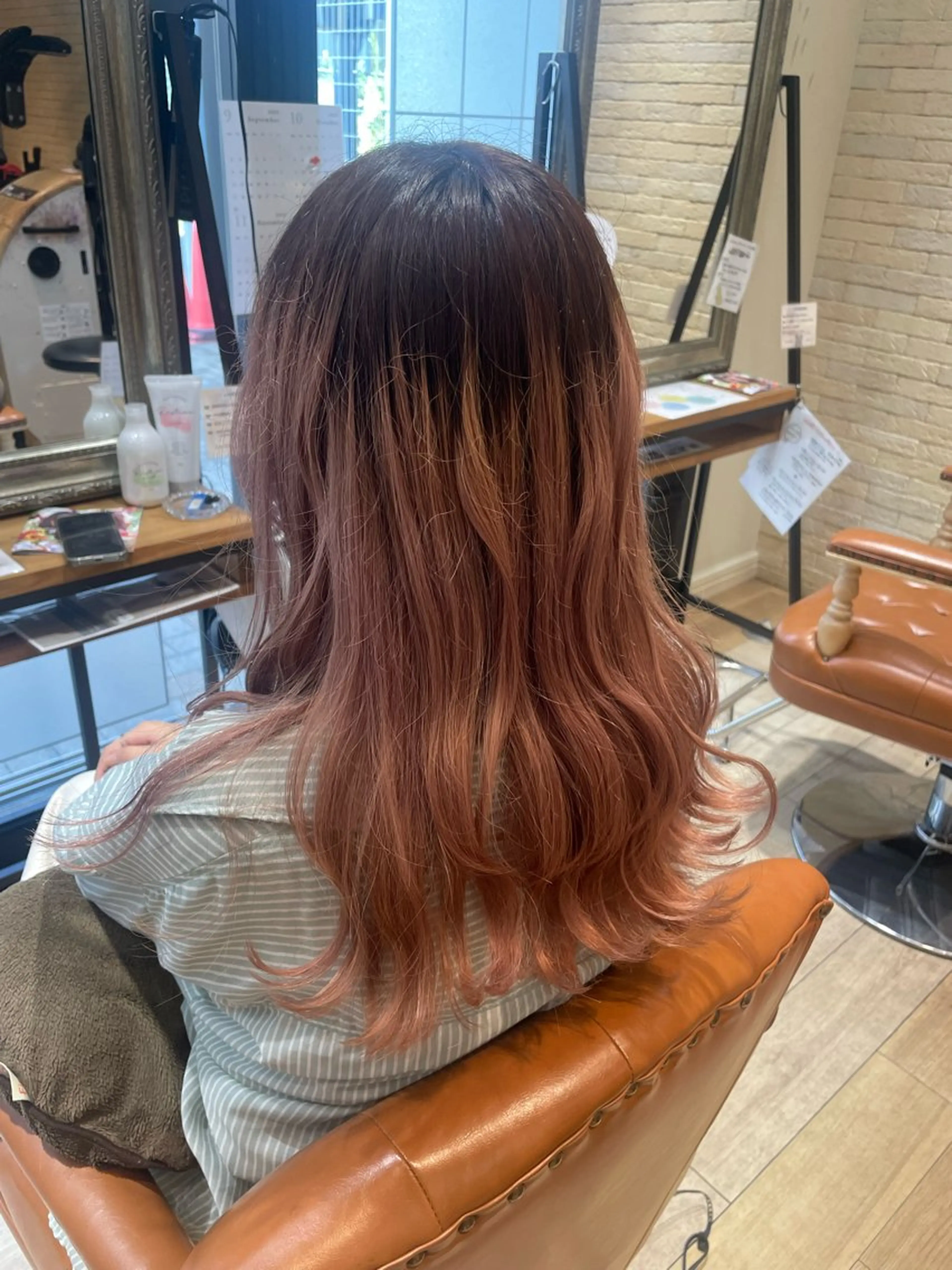 セミロング カラー ベージュカラー ピンクカラー ピンクベージュ 松尾 遥花のヘアスタイル