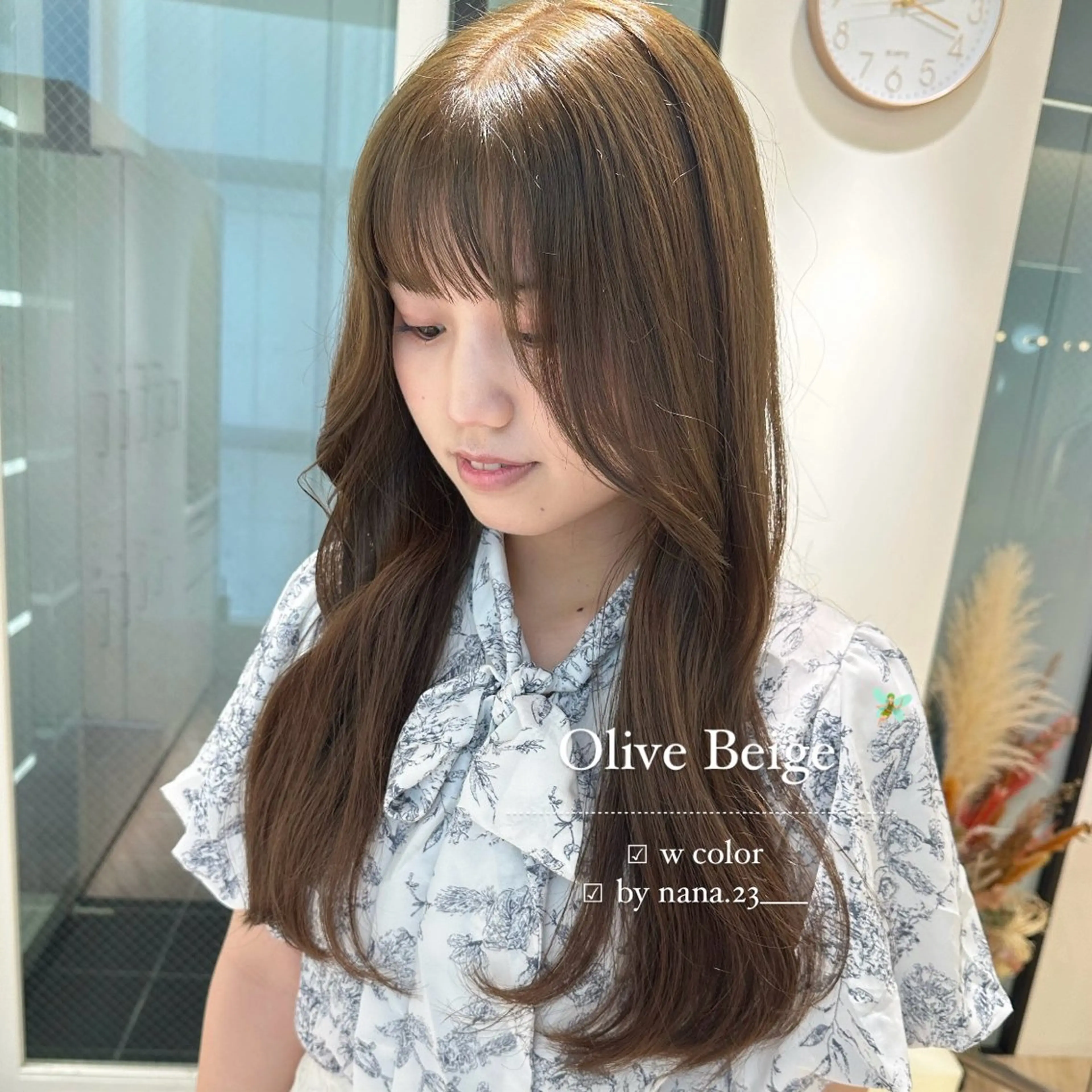 カラー ベージュカラー オリーブベージュ ParveMix￤ 出石 菜々🥂のヘアスタイル