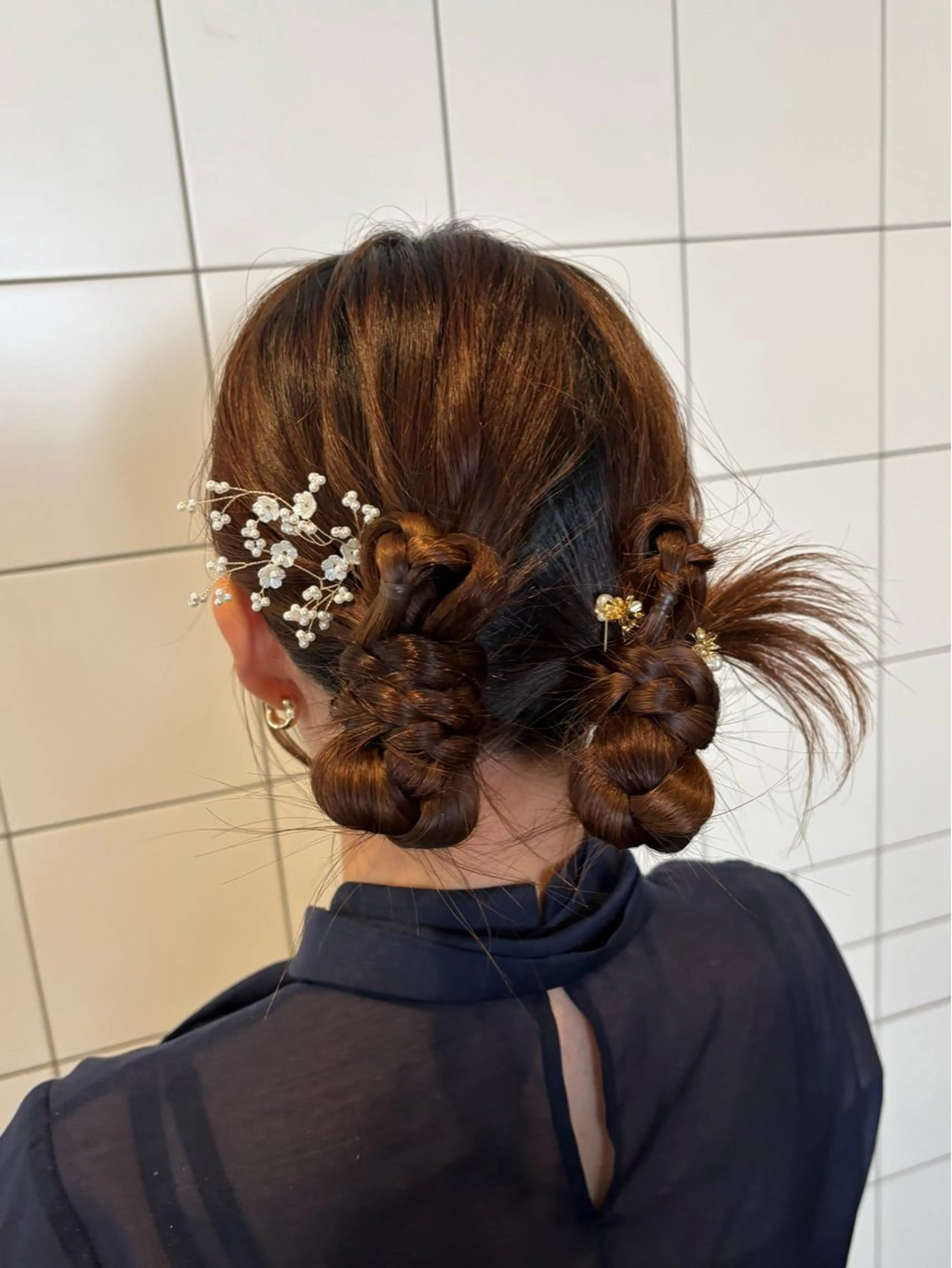 ミディアム ヘアアレンジ 結婚式・ブライダル デート ヘアセット Ayano‪‪🎀似 合わせ×透明感🎀のヘアスタイル