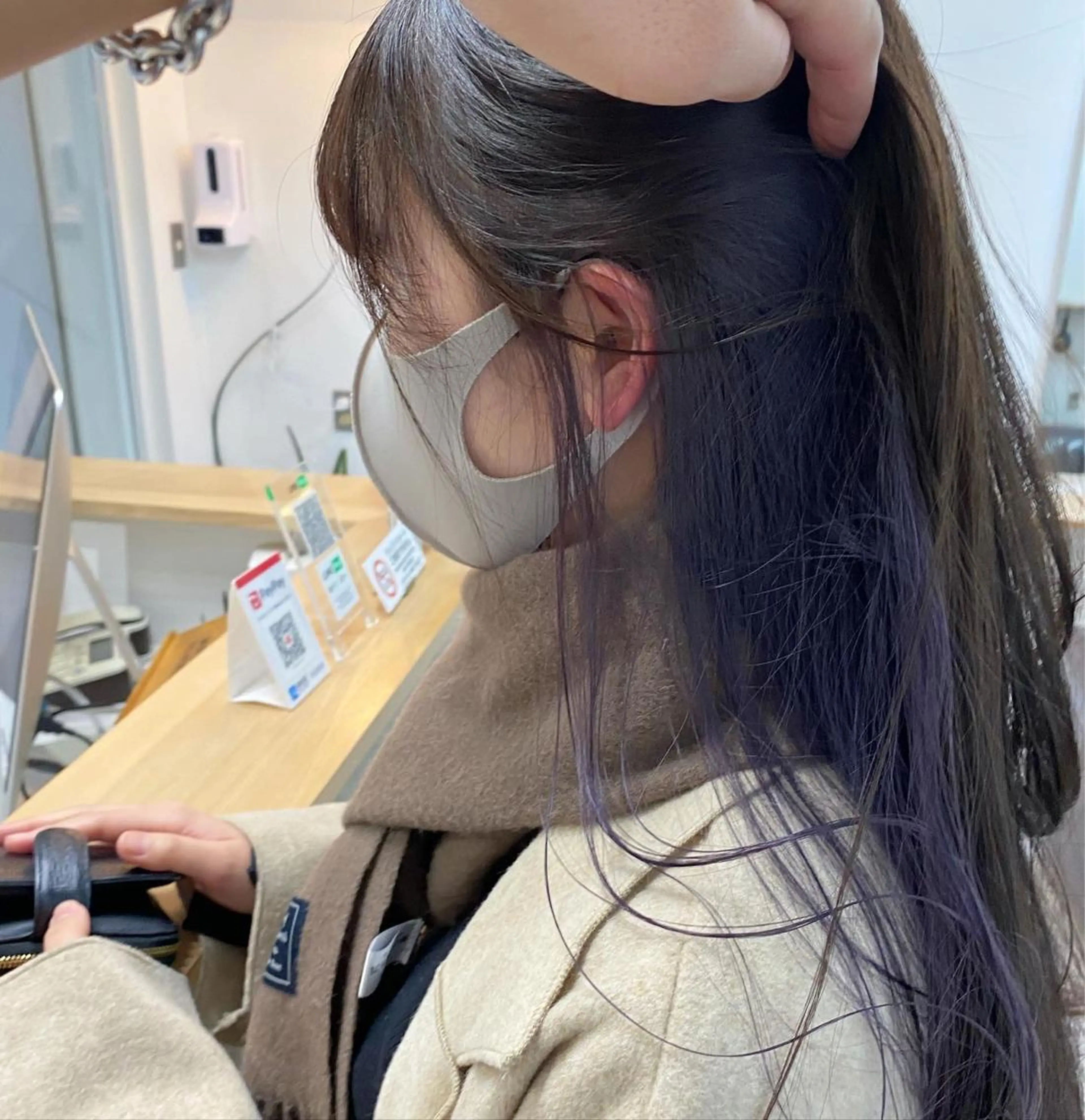 ロング カラー パープルカラー ヘアカラー トリートメント 森貴裕/ベージュ/ パーマ/オリーブのヘアスタイル