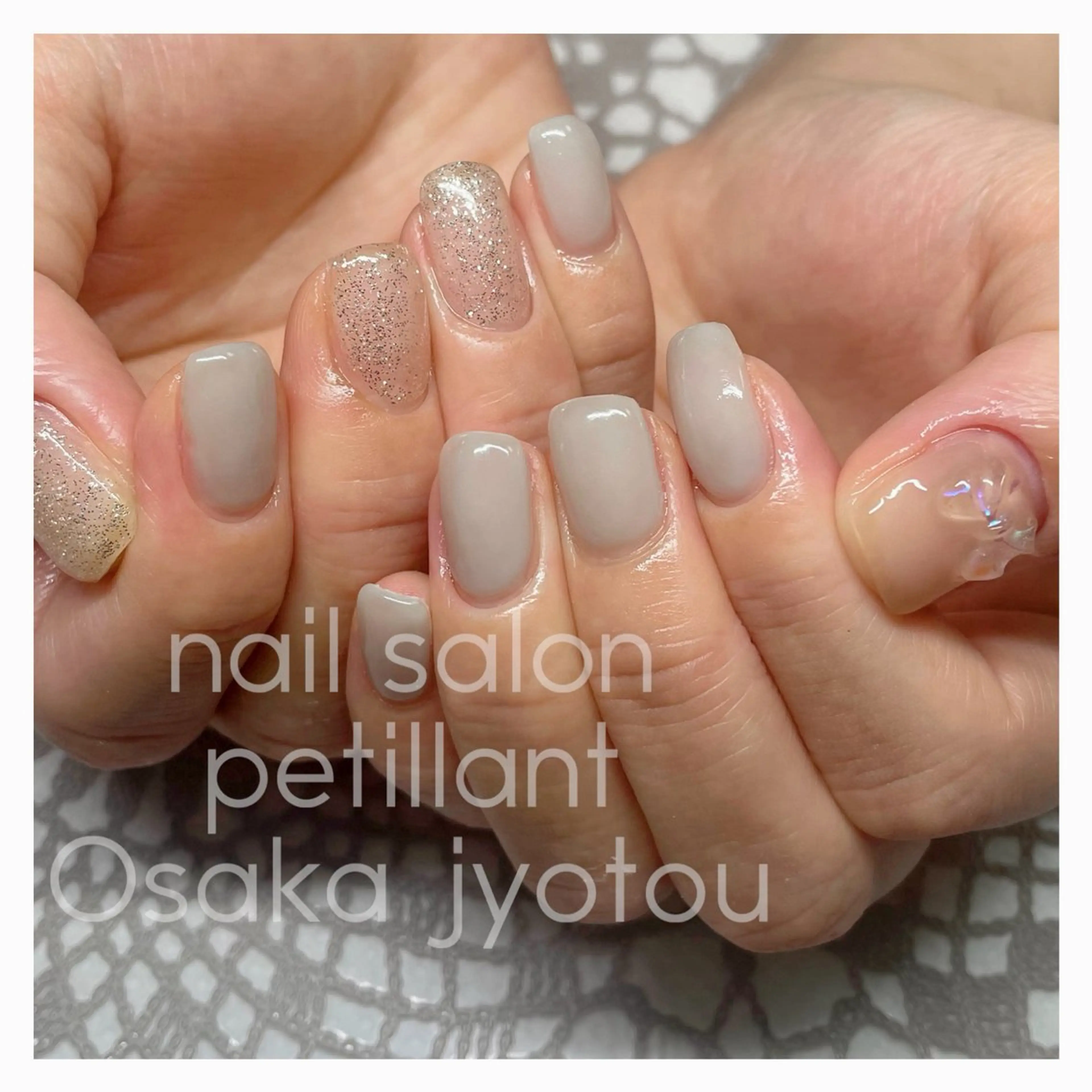 ネイル アートネイル ブルー クリアネイル nail salon petillantのネイルデザイン