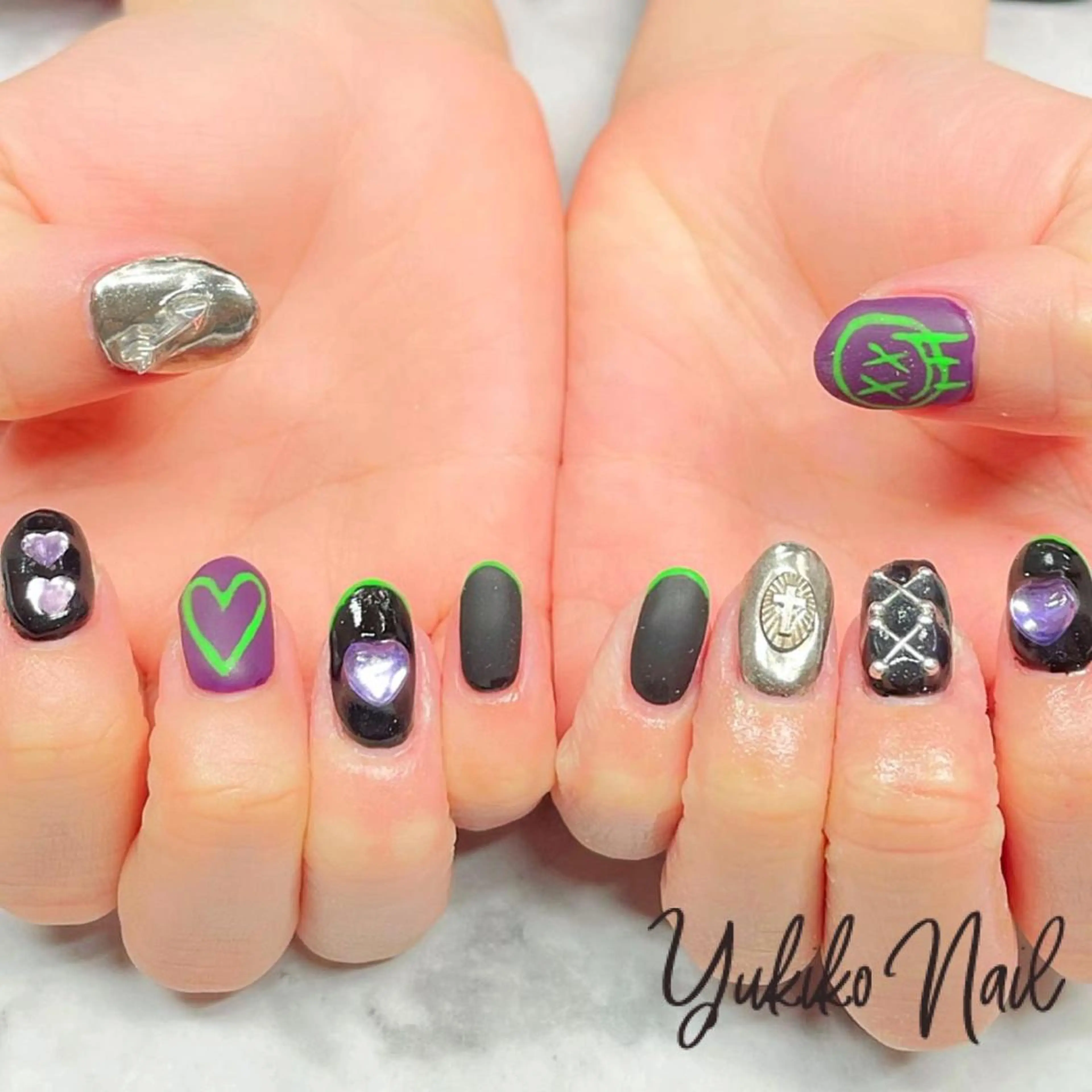 ネイル マットネイル ミラーネイル ハンドネイル ユキコ ネイルのネイルデザイン