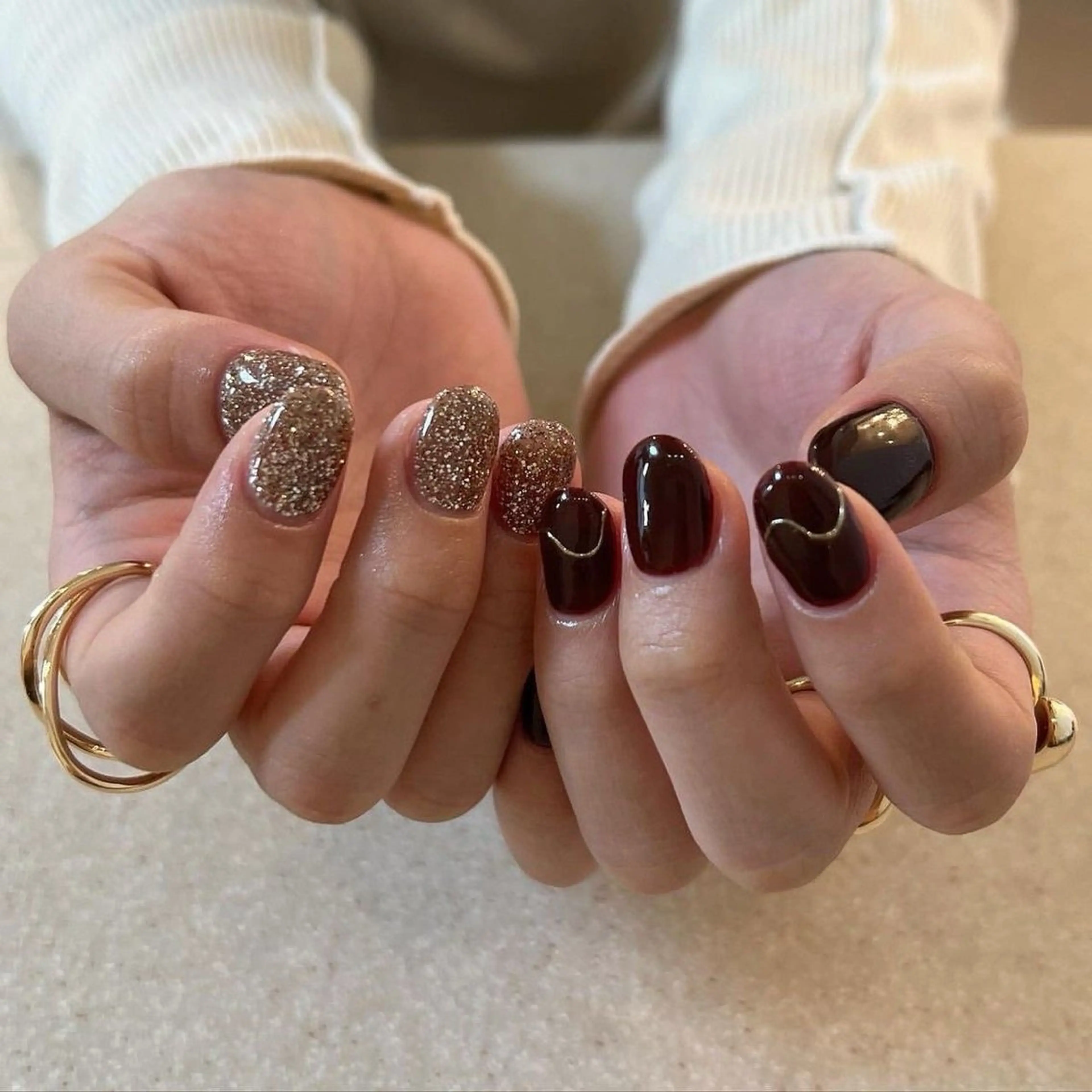 ネイル 韓国ネイル 持ち込み ニュアンスネイル ネイルチップ 冬ネイル RINN ANA.CHUOのネイルデザイン