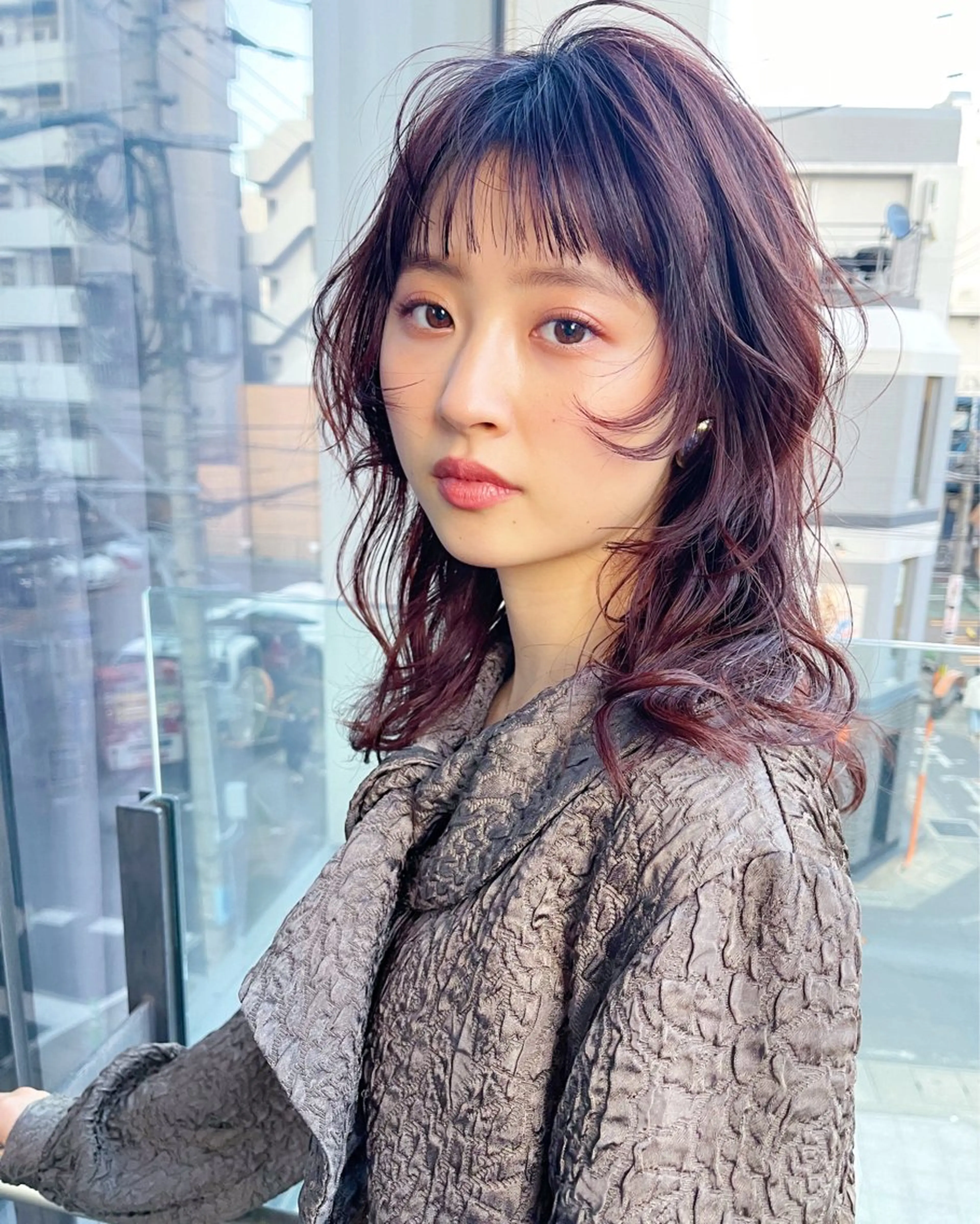セミロング カラー ラベンダーカラー ピンクカラー ピンクラベンダー ヘアカラー トリートメント AiM 大名　似合わせカットのヘアスタイル