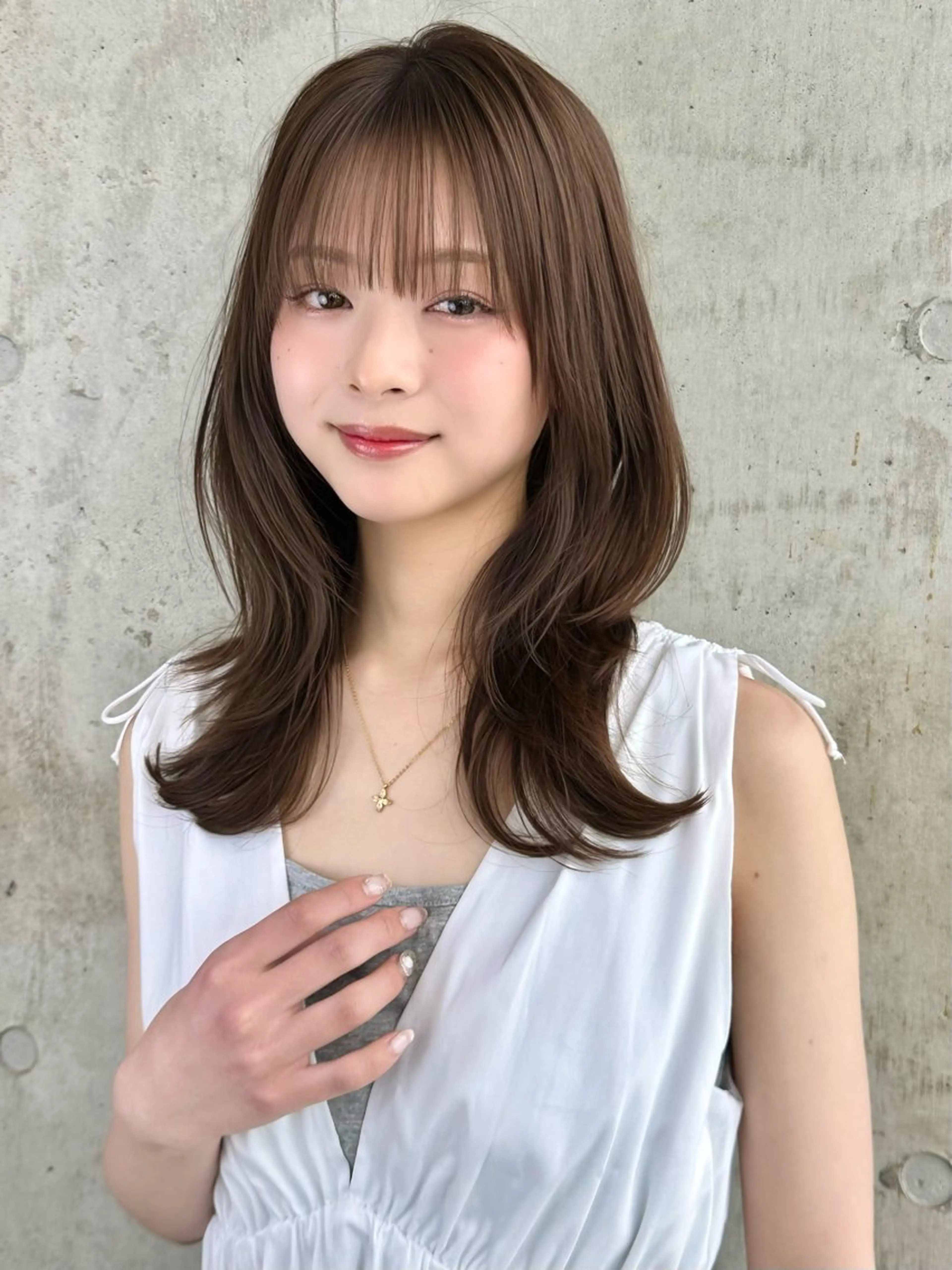 セミロング くびれヘア レイヤーカット カット ヘアカラー トリートメント ✨透明感カラー/縮毛 恵比寿HAYATO✨のヘアスタイル
