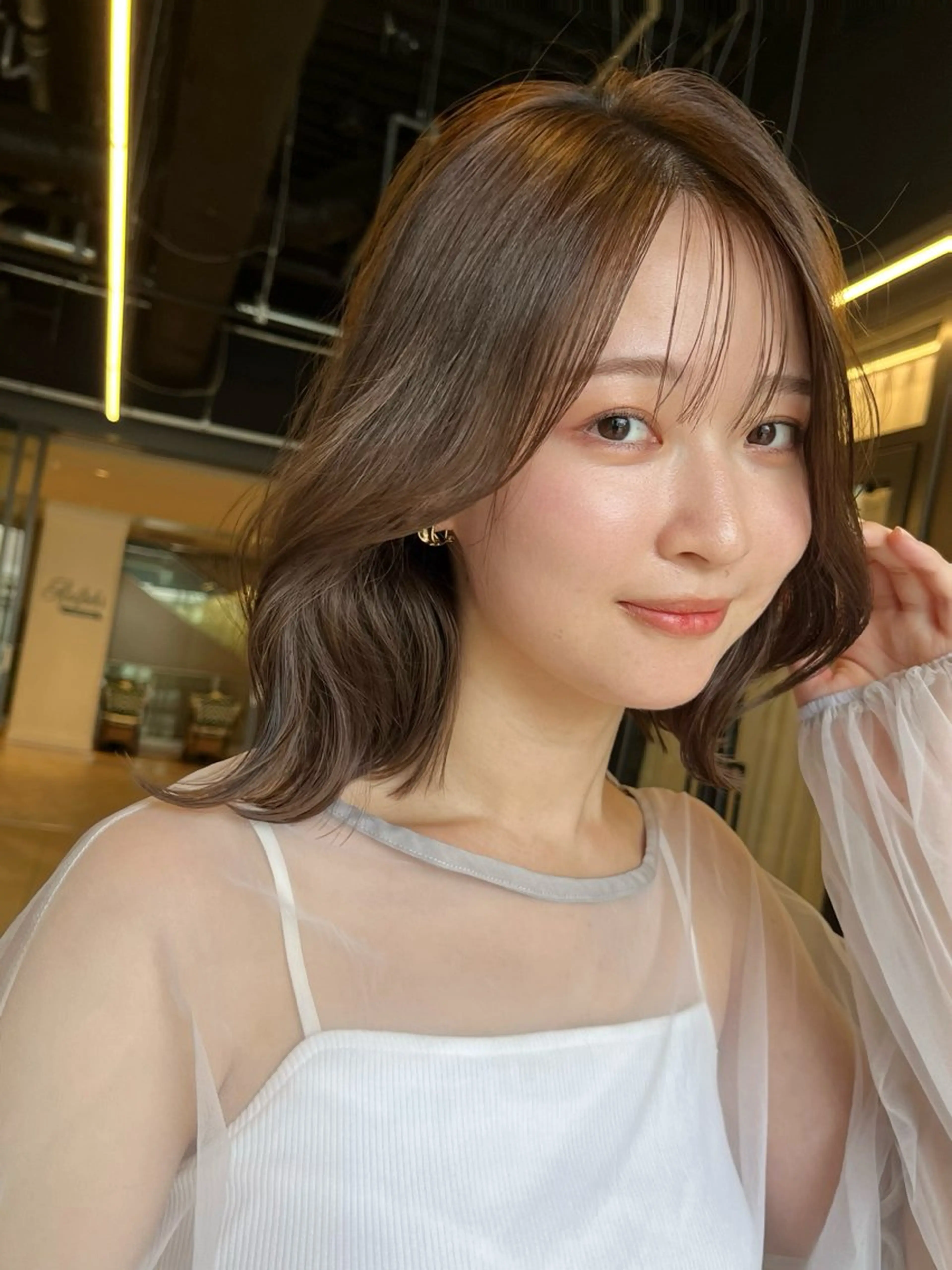 ミディアム レイヤーカット カット ヘアカラー トリートメント PULSE yokohama所属・タッセルボブ/韓国 レイヤー/髪質改善のヘアスタイル