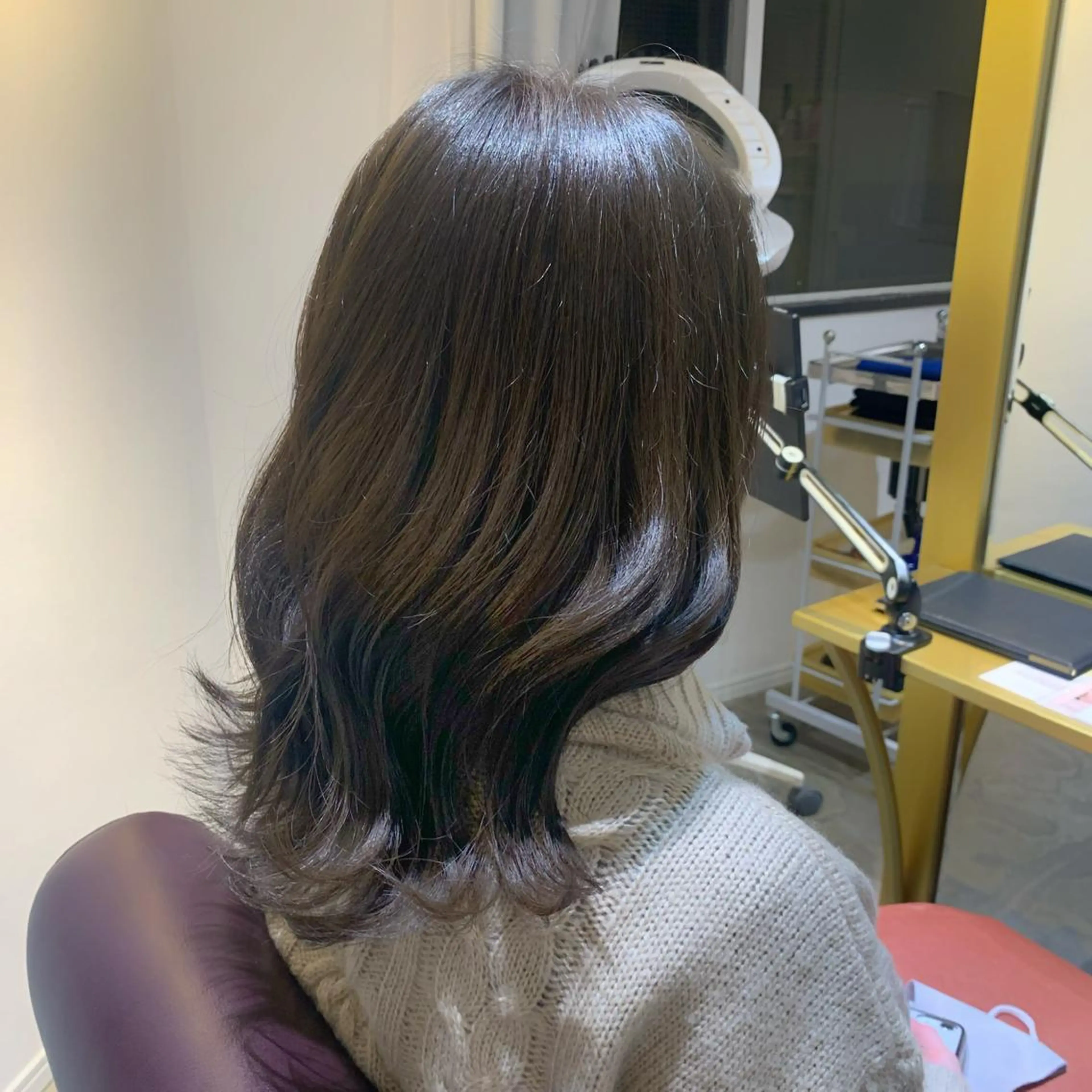 セミロング カラー ダークグレー ダークグレージュ グレージュ ヘアカラー 心斎橋/レイヤー/ 艶カラー💖Sakiのヘアスタイル