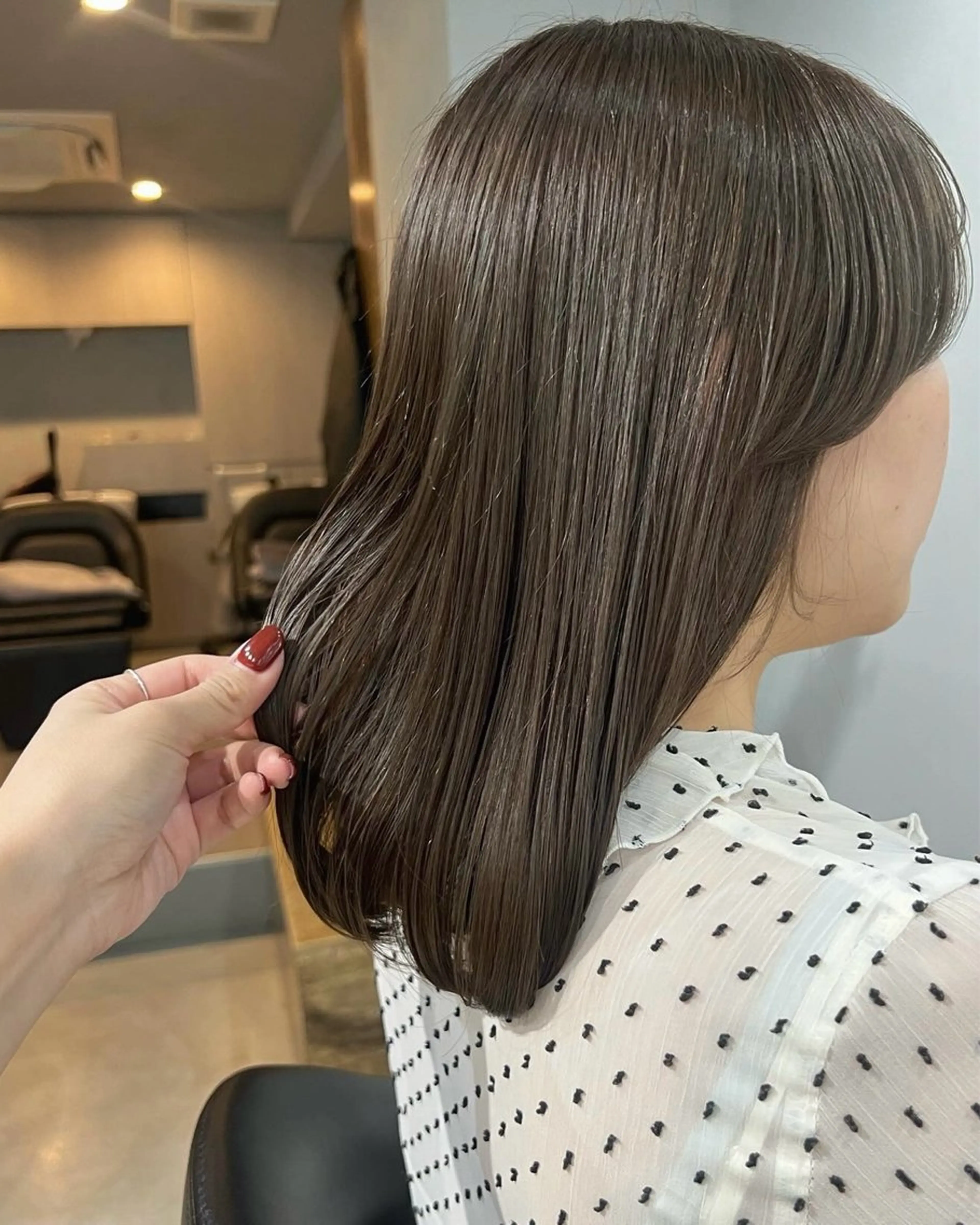 ミディアム カラー カット ヘアカラー トリートメント akane/ボブ /オリーブベージュのヘアスタイル