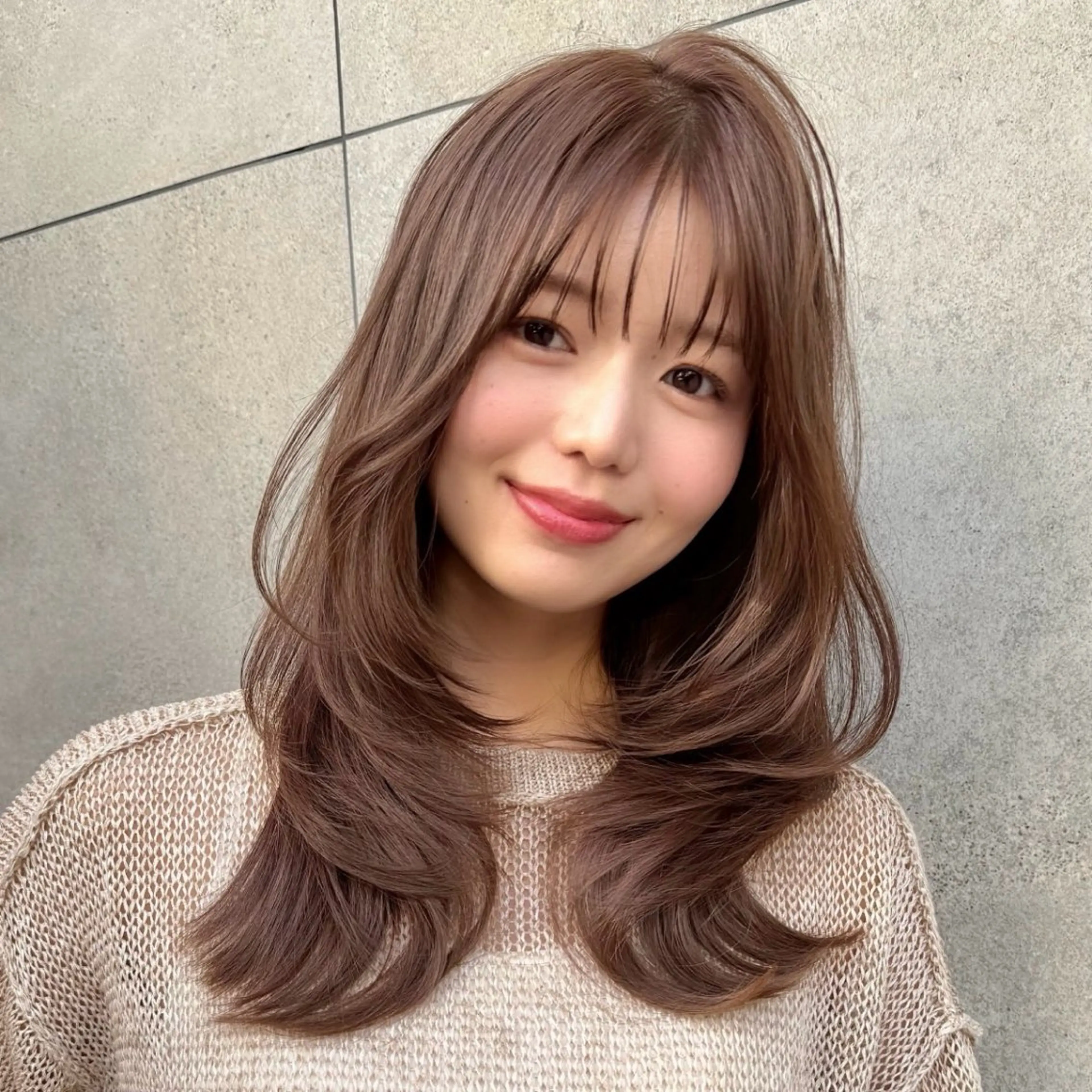 ミディアム カラー 似合わせカット カット ヘアカラー トリートメント レイヤー/髪質改善 Lond ambreのヘアスタイル