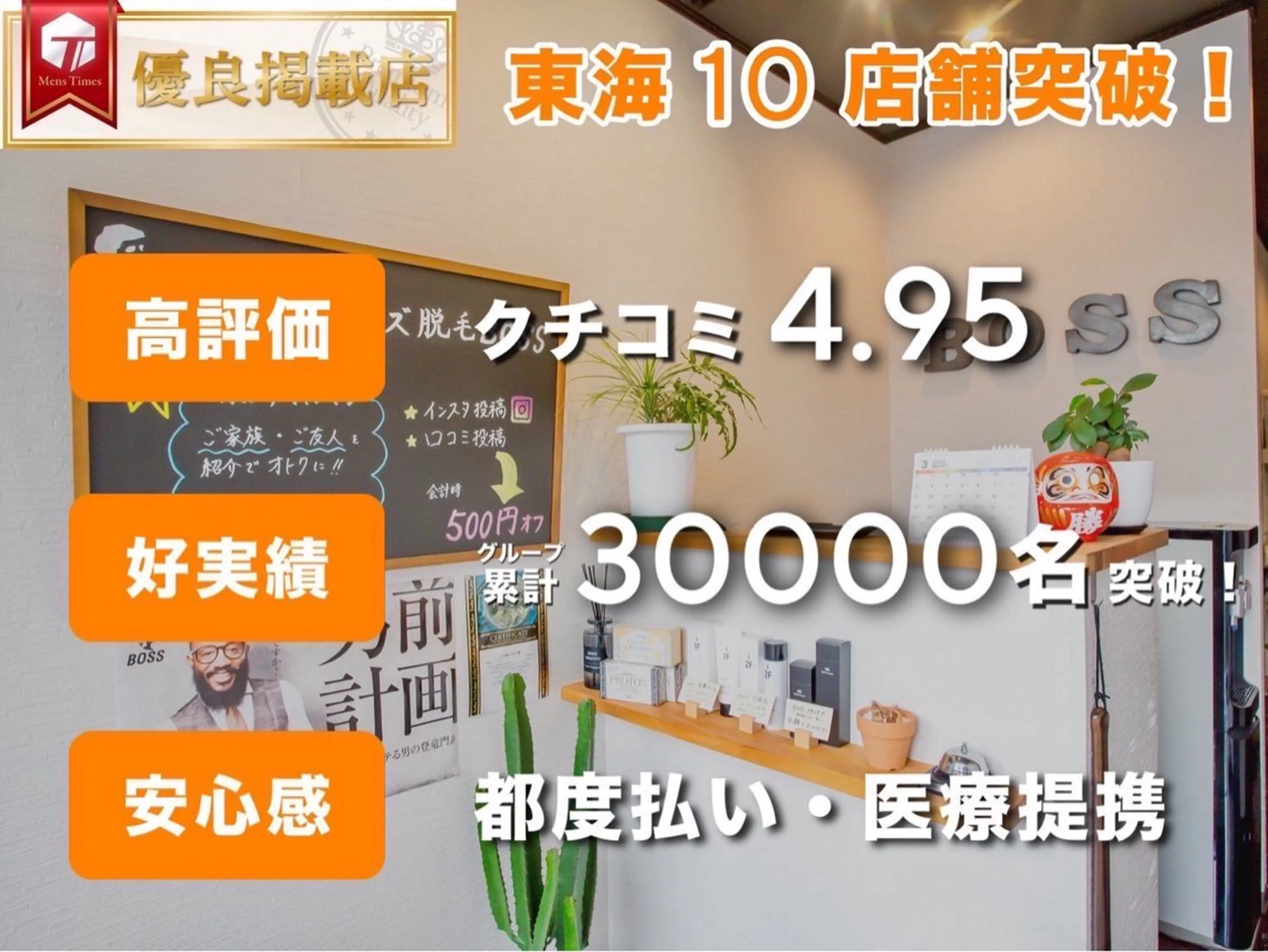 メンズ 脱毛 メンズアイブロウ BOSSのエステ・リラクイメージ