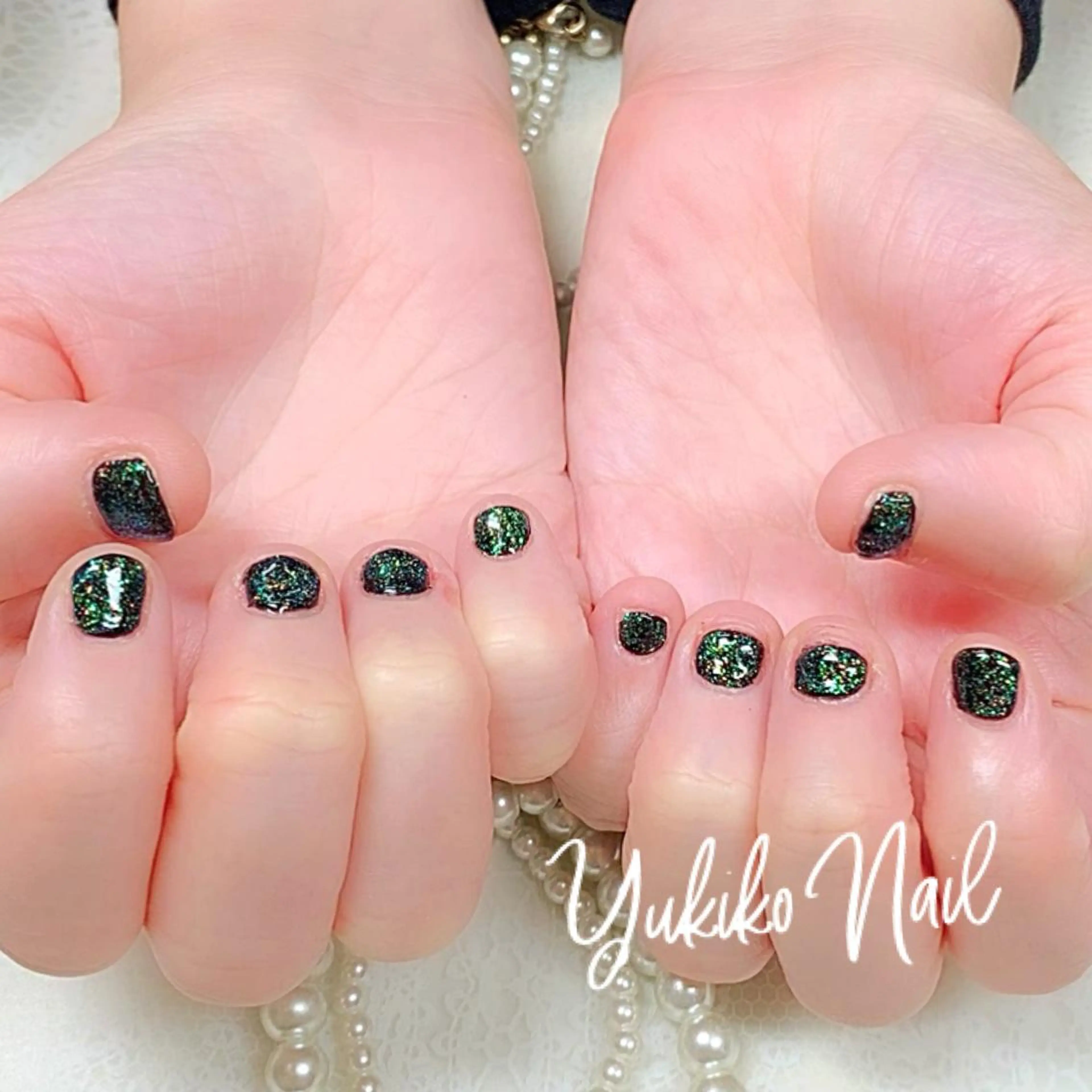 ネイル ラメ(グリッター) ワンカラーネイル ハンドネイル ユキコ ネイルのネイルデザイン
