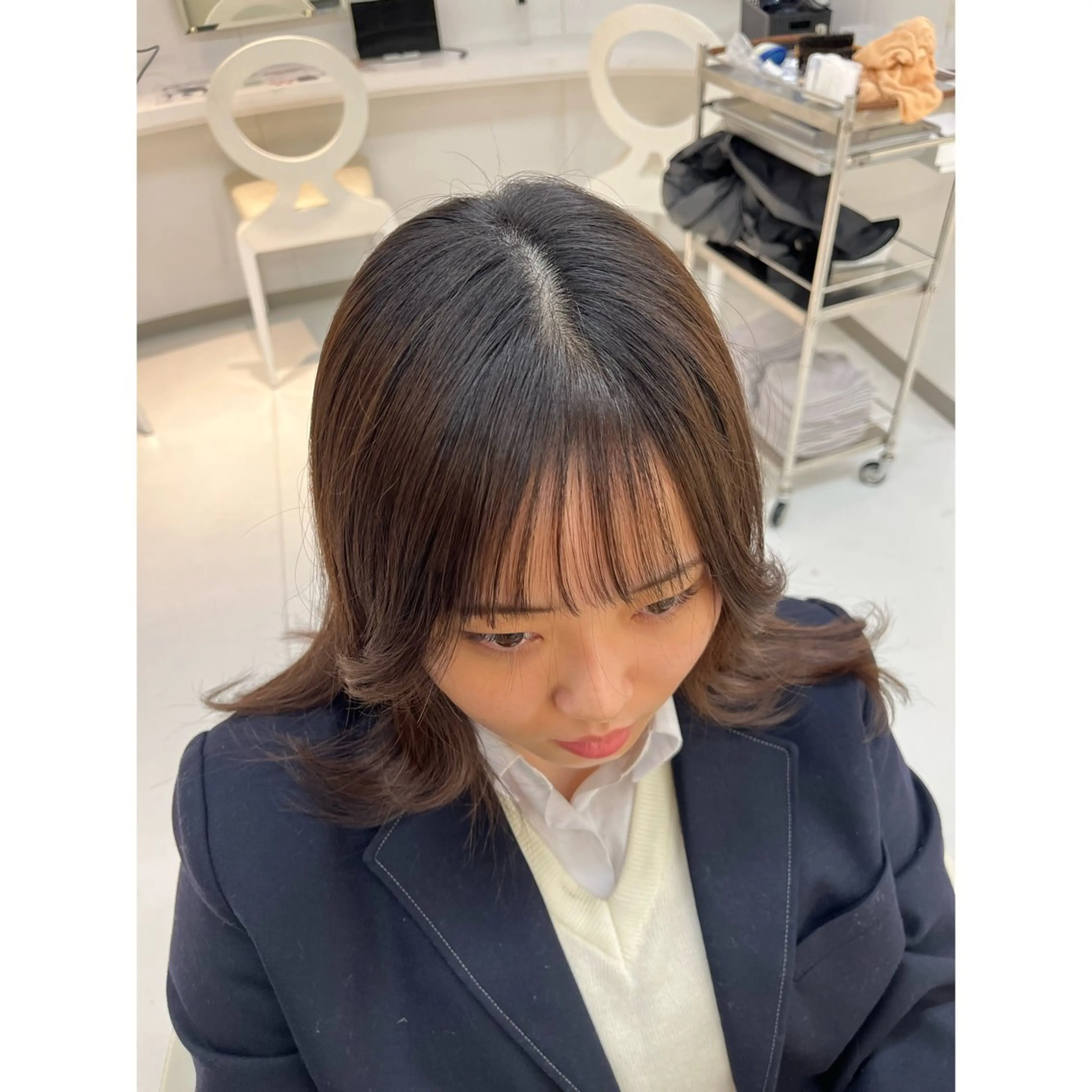 ミディアム ミディアムパーマ カット 縮毛矯正 涼音 🫧前髪お助け美容師のヘアスタイル