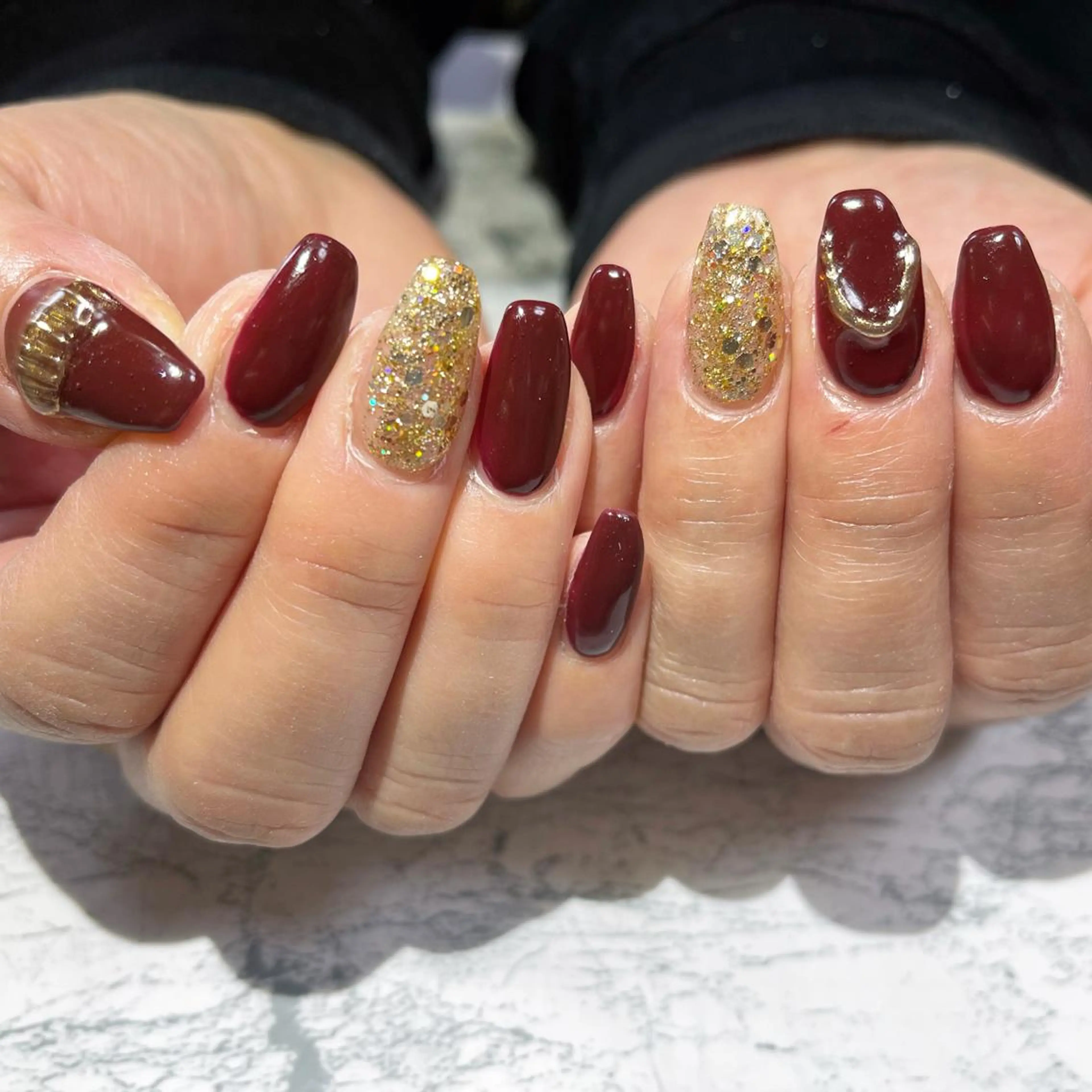 ネイル ボルドー フットネイル ニュアンスネイル シンプルネイル 春ネイル nail fufla ♡yamane♡のネイルデザイン