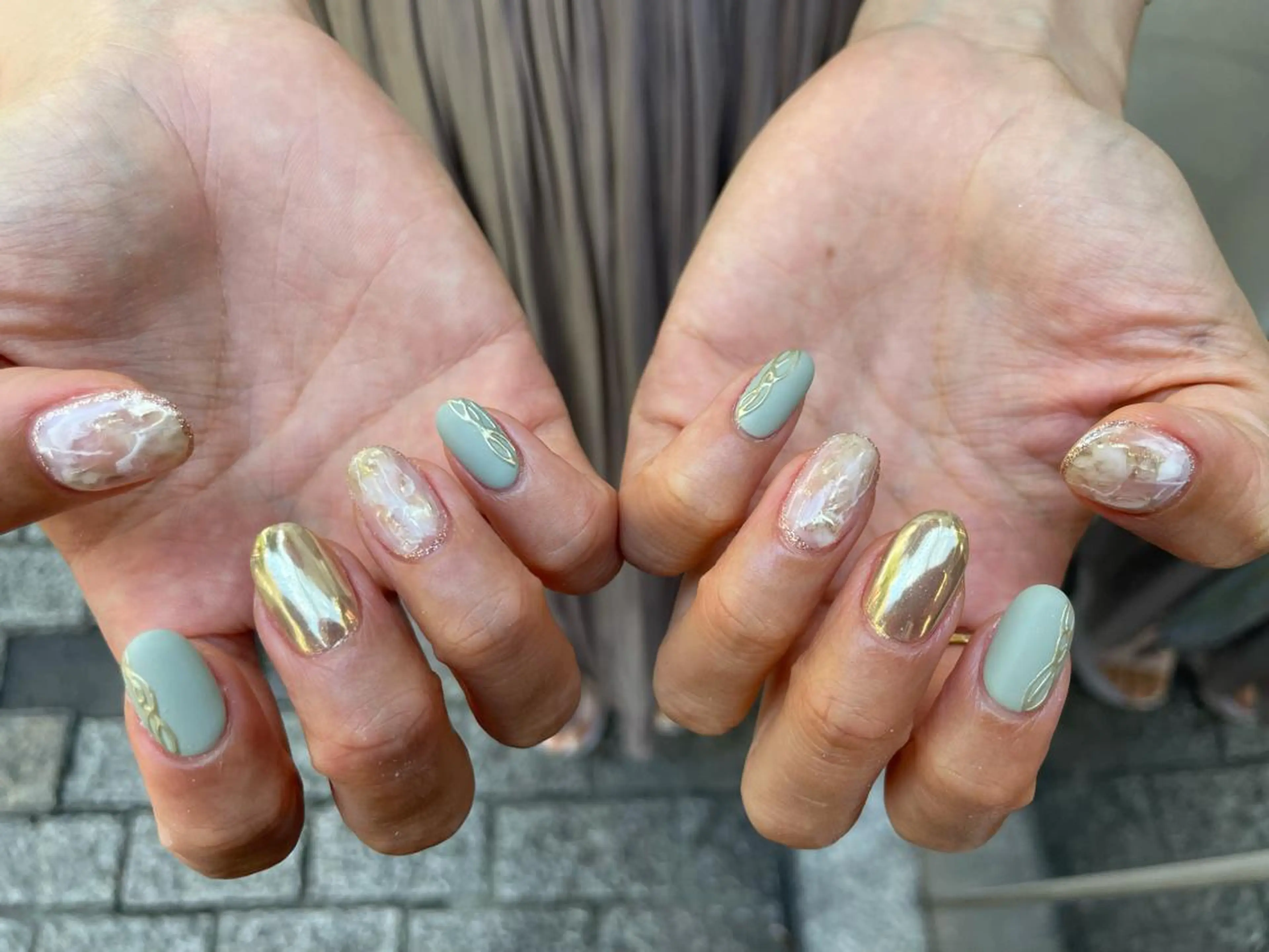 ネイル アートネイル フレンチネイル ガラスフレンチ 氷ネイル・うるうるネイル マグネットネイル MH_ Nailのネイルデザイン