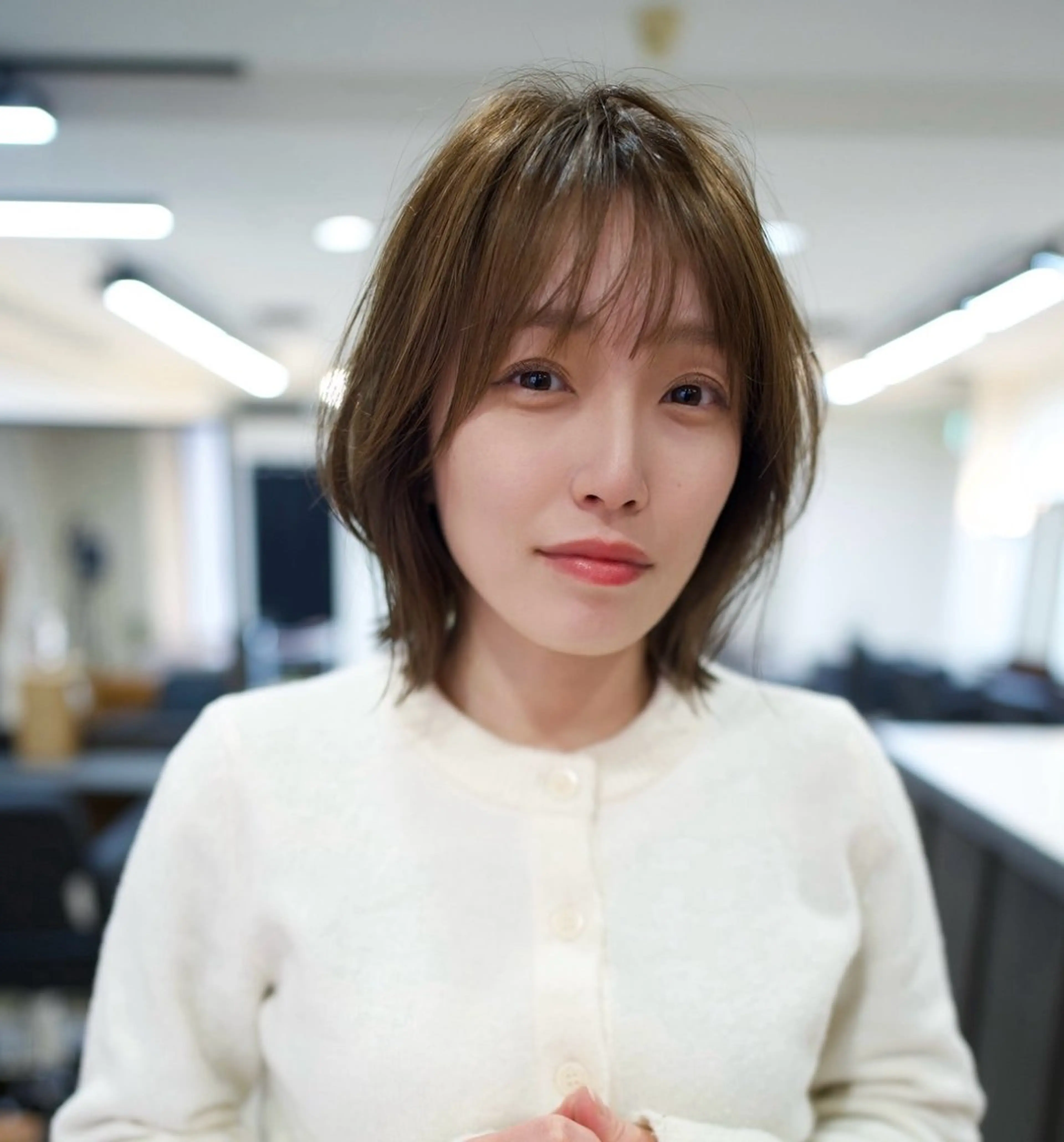 ミディアム ボブレイヤー ボブ レイヤーカット カット ヘアカラー 【シクネ】ユウダイ お顔まわりカット💎のヘアスタイル