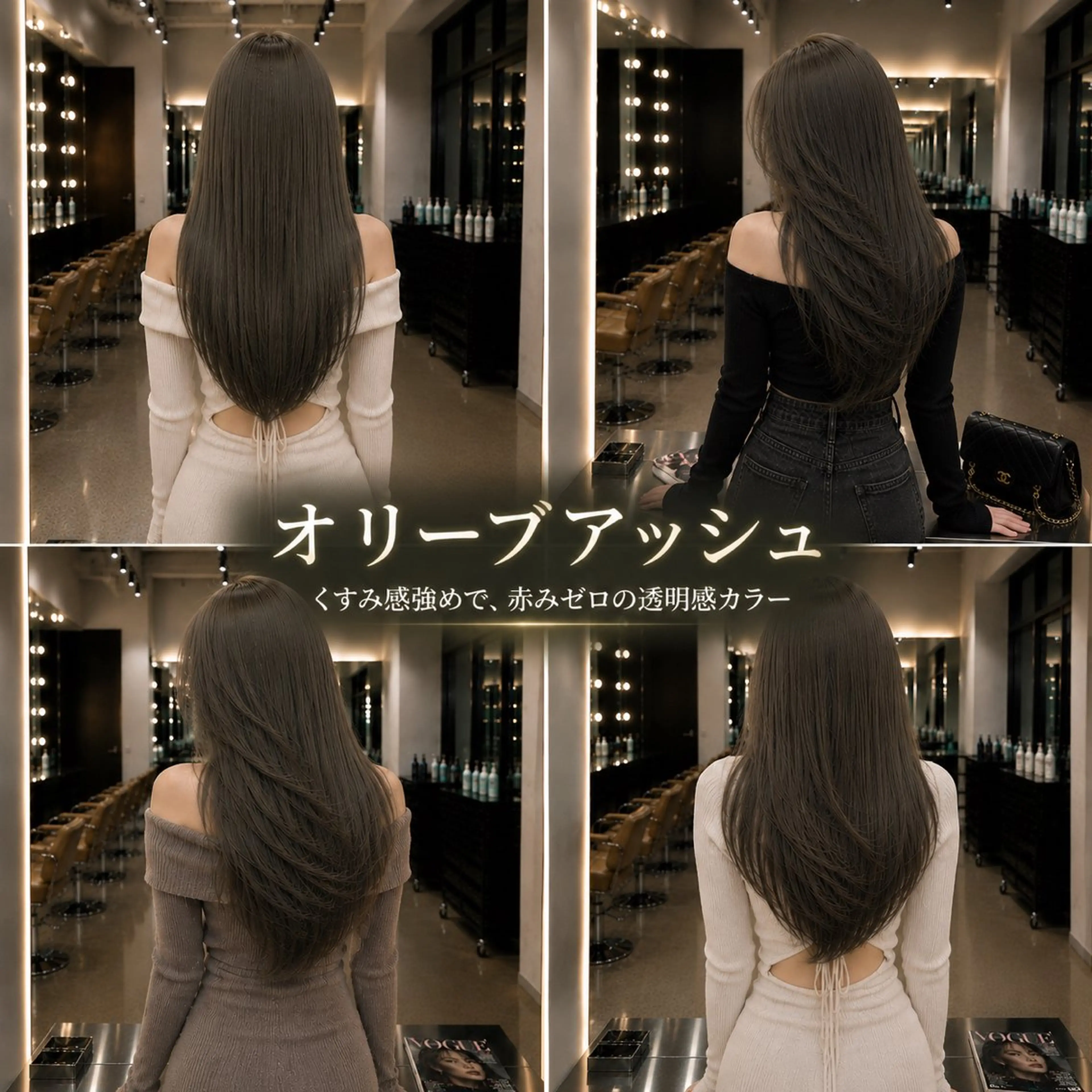 ロング アッシュ カット ヘアカラー 👑髪質改善/透明感 カラー/レイヤー/Uのヘアスタイル