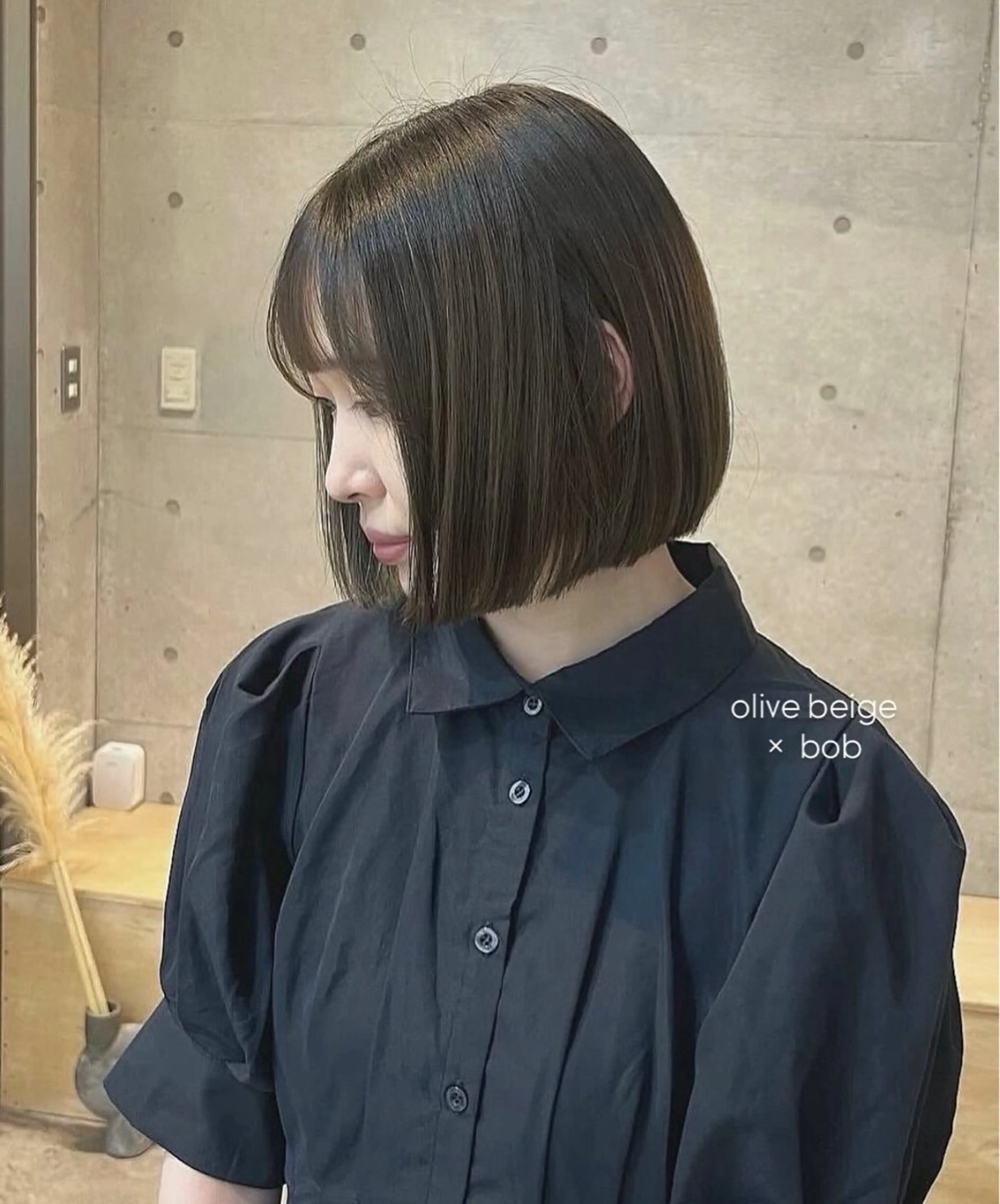 ミディアム カラー ベージュカラー オリーブベージュ カット ヘアカラー トリートメント akane/ボブ /ブラウンベージュのヘアスタイル