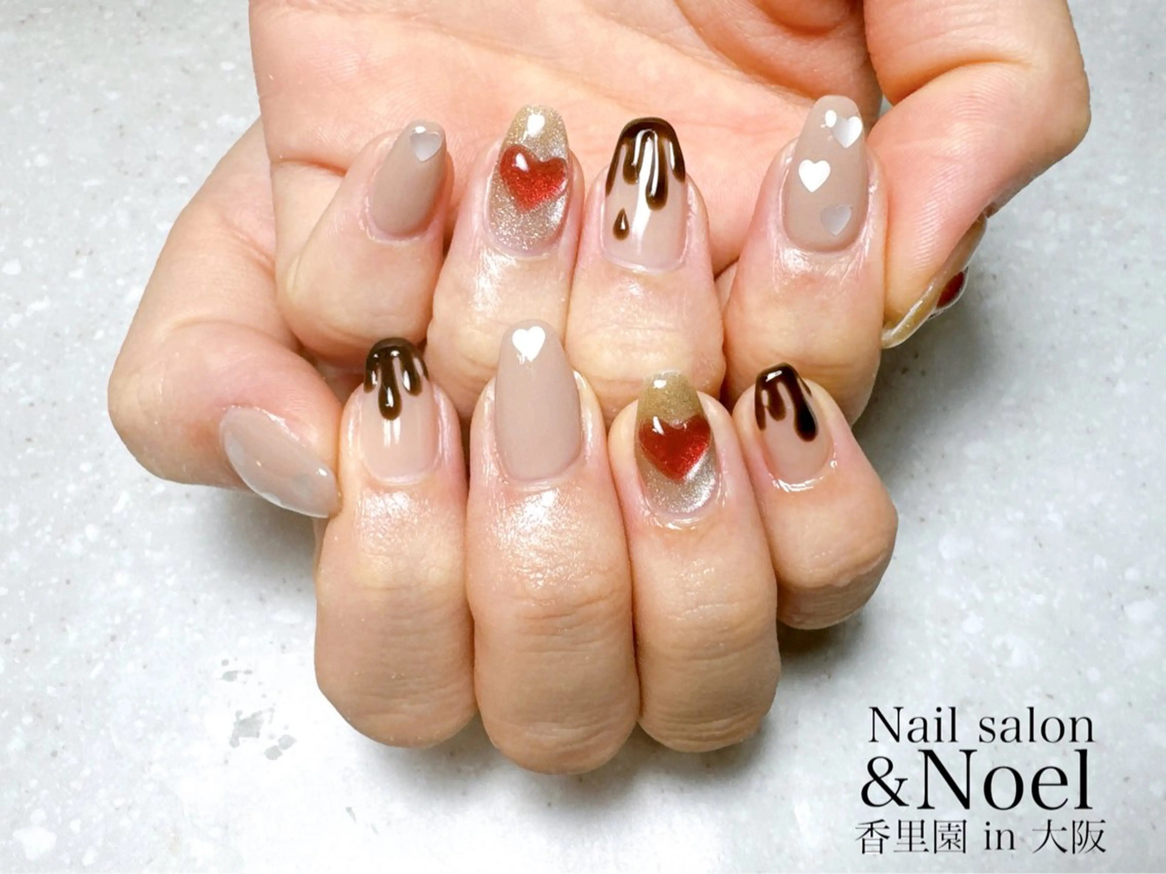 ネイル ハート マグネットネイル バレンタイン ハンドネイル Nailsalon ＆Noelのネイルデザイン