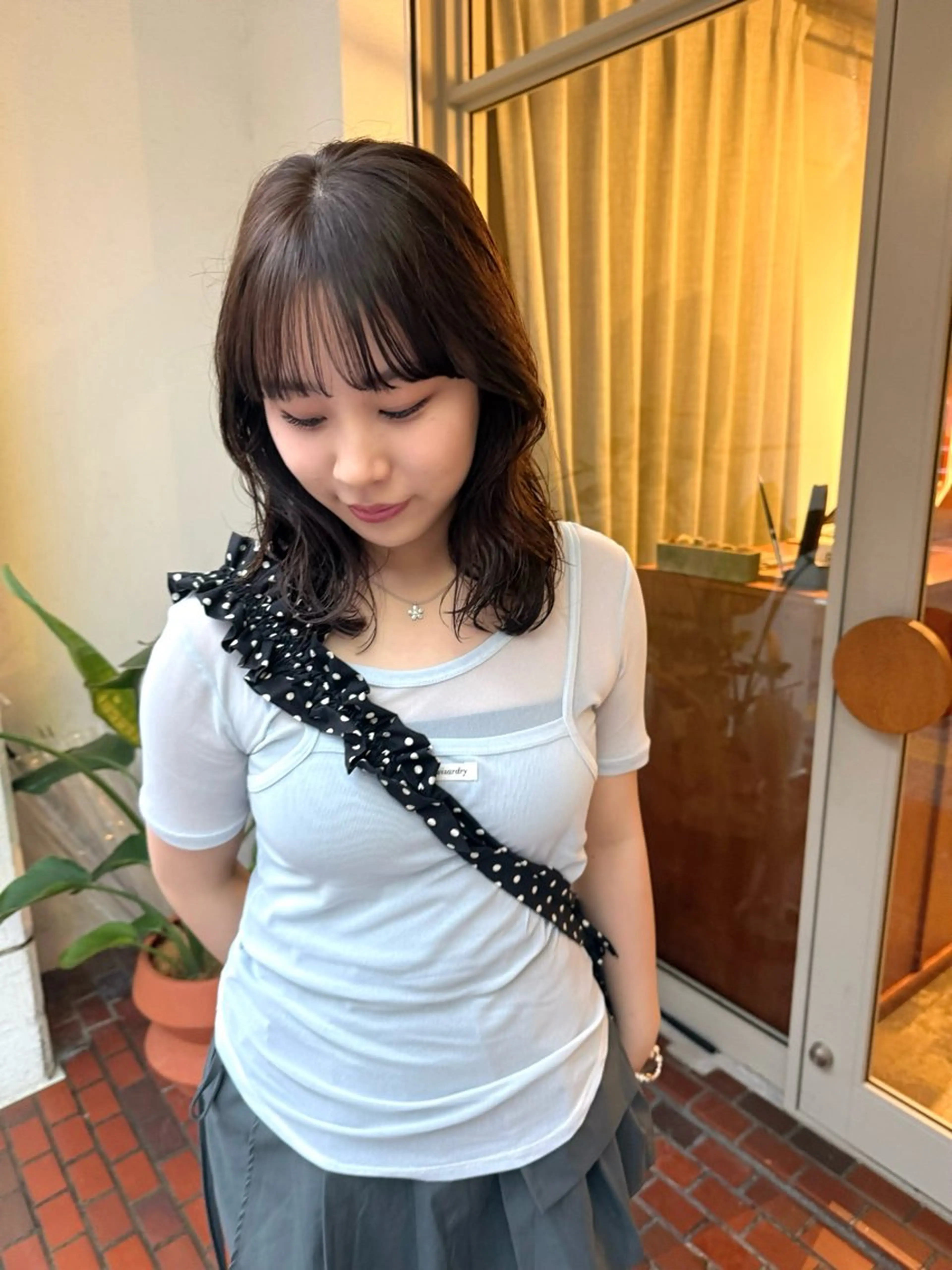 ミディアム カラー ブリーチ 透明感カラー ブリーチなしカラー カット ヘアカラー トリートメント muku所属・ショート/パーマ /muku サリのヘアスタイル