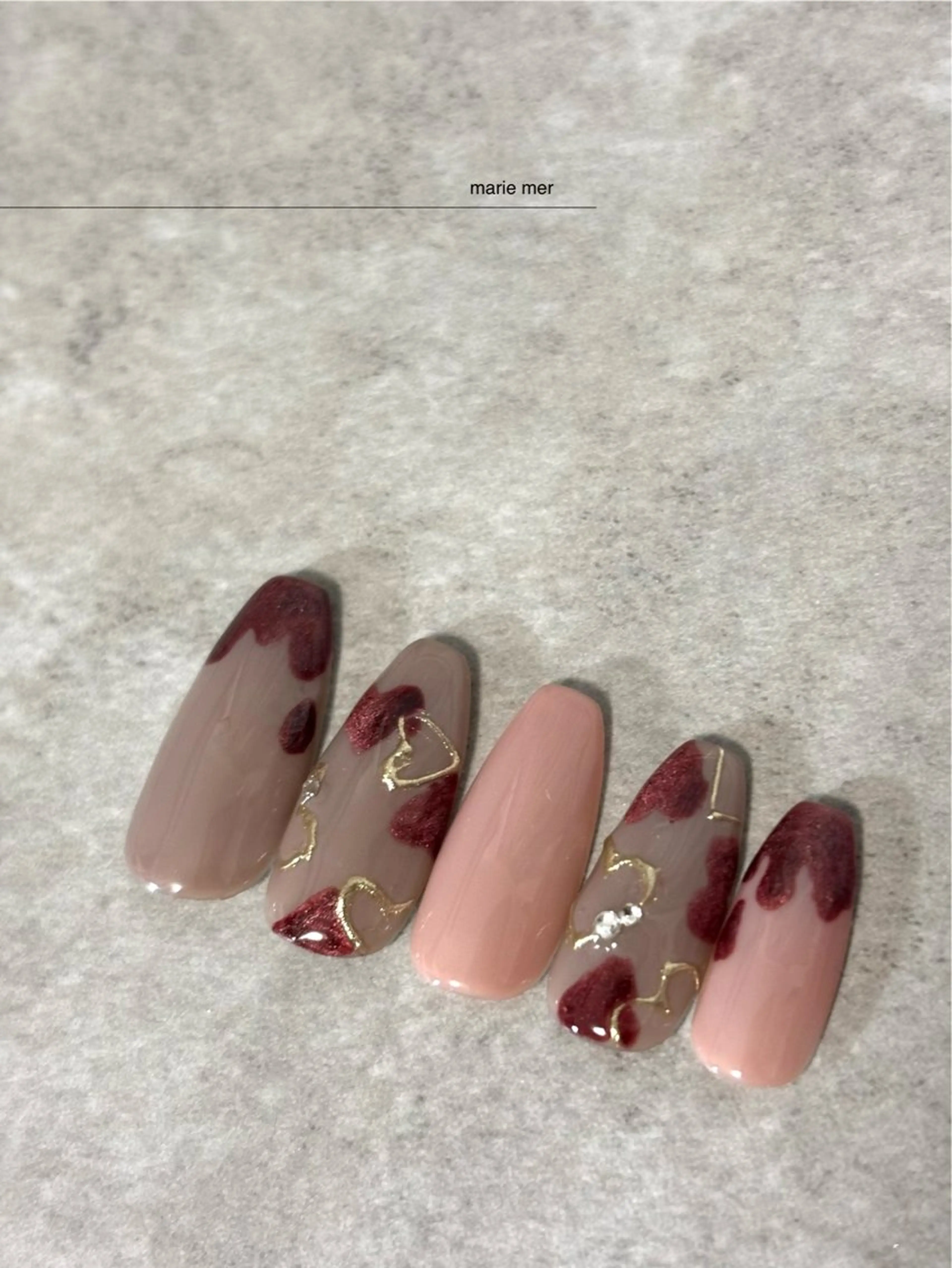 ネイル ハート ニュアンスネイル ハンドネイル marie merのネイルデザイン