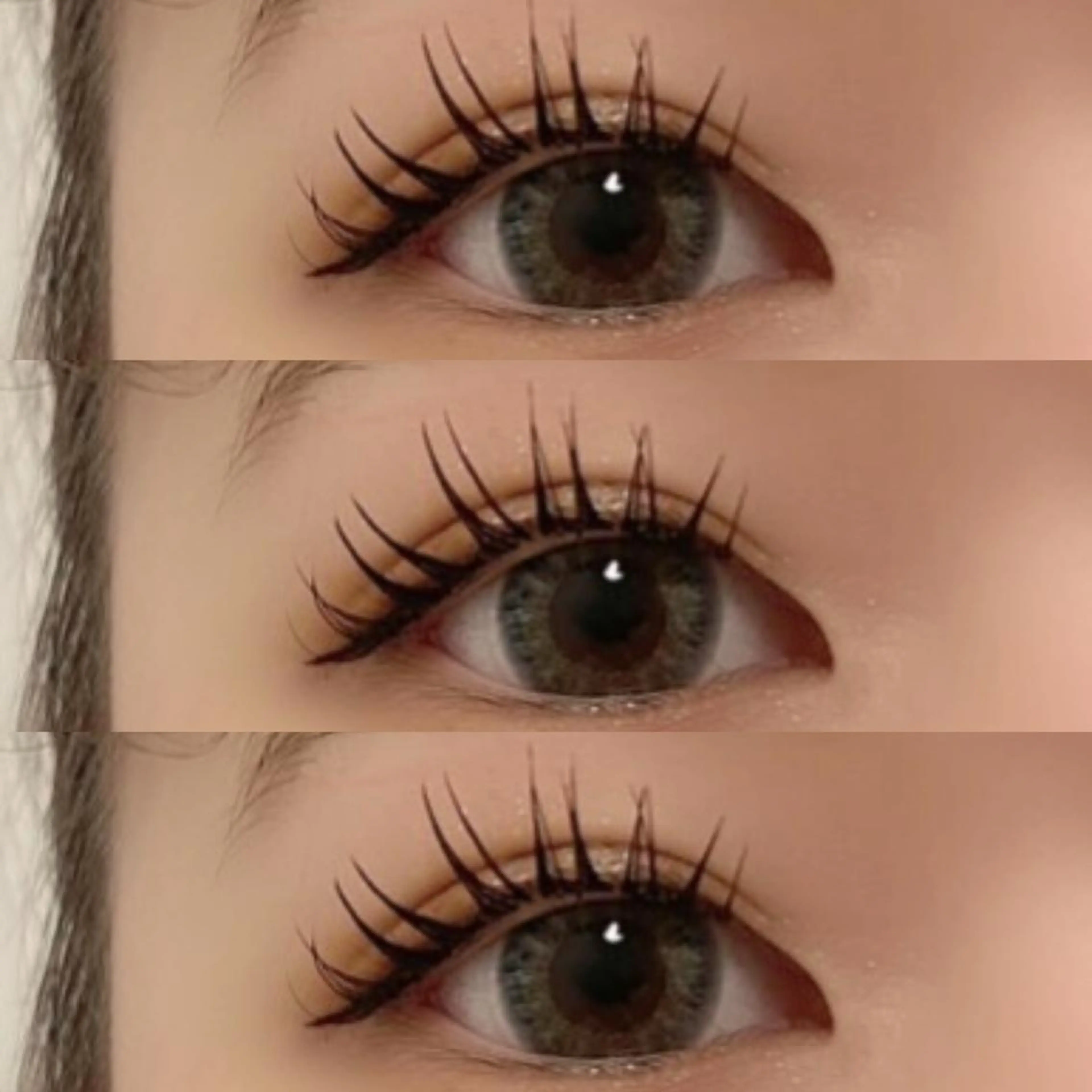 マツエク・マツパ 束感まつ毛 フラットラッシュ 韓国風マツエク パリジェンヌラッシュリフト ボリュームラッシュ 肌に馴染むハイトーン /ミルクティーカラーのヘアスタイル