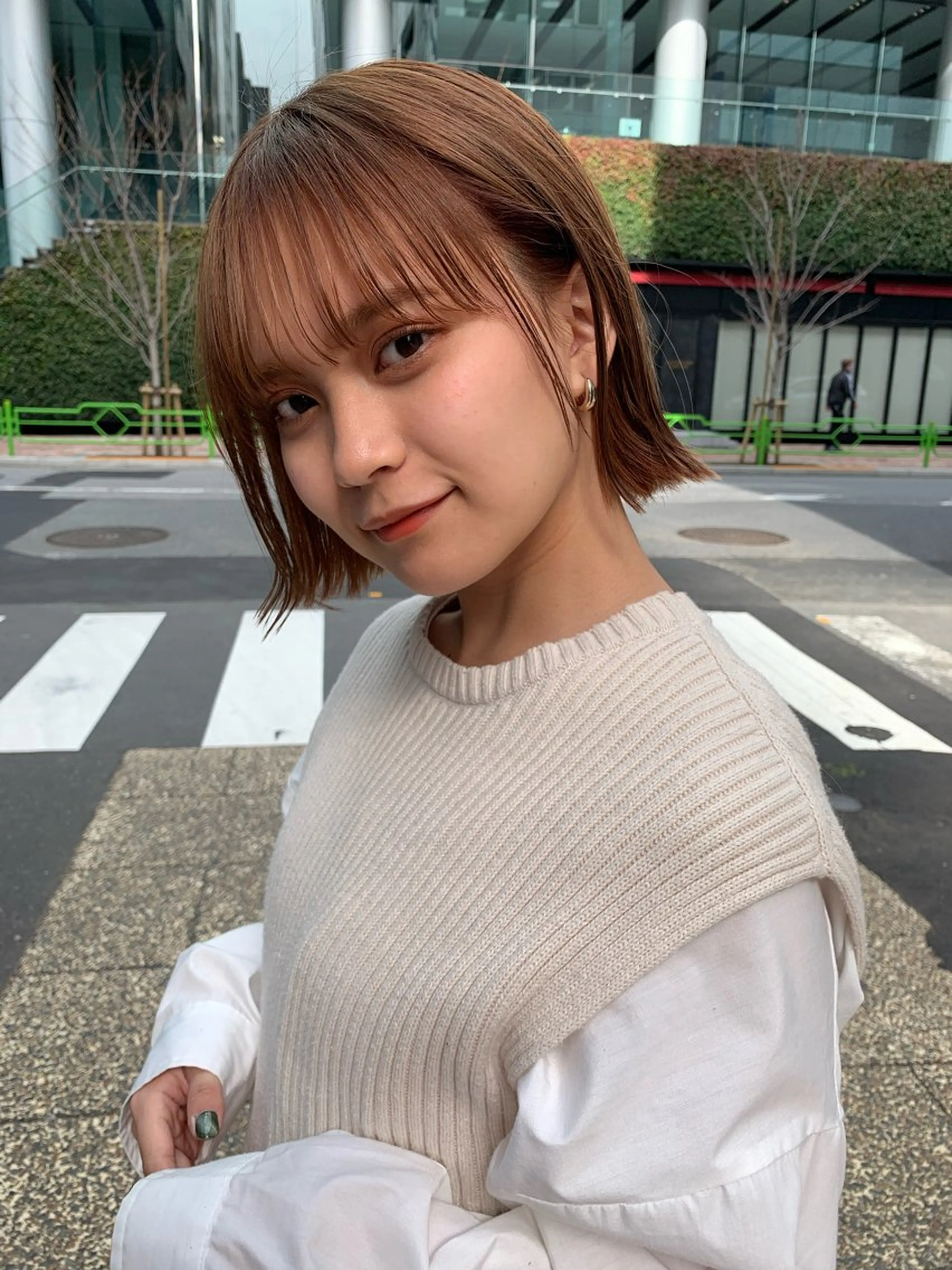 ショート カラー 山崎/ボブ縮毛矯正 レイヤー髪質改善のヘアスタイル