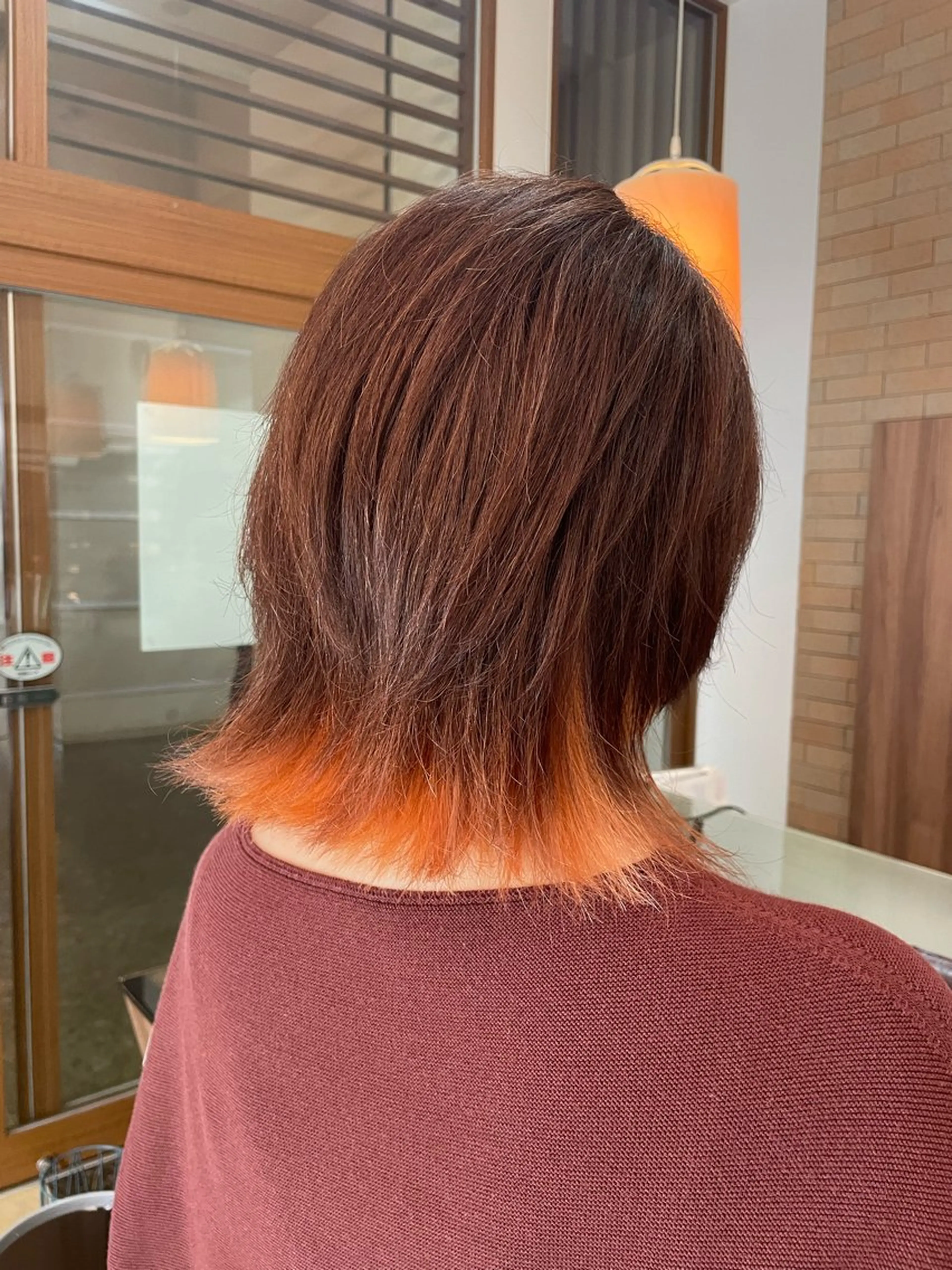ミディアム カラー イルミナカラー オレンジ ヘアカラー 神田 淳美のヘアスタイル