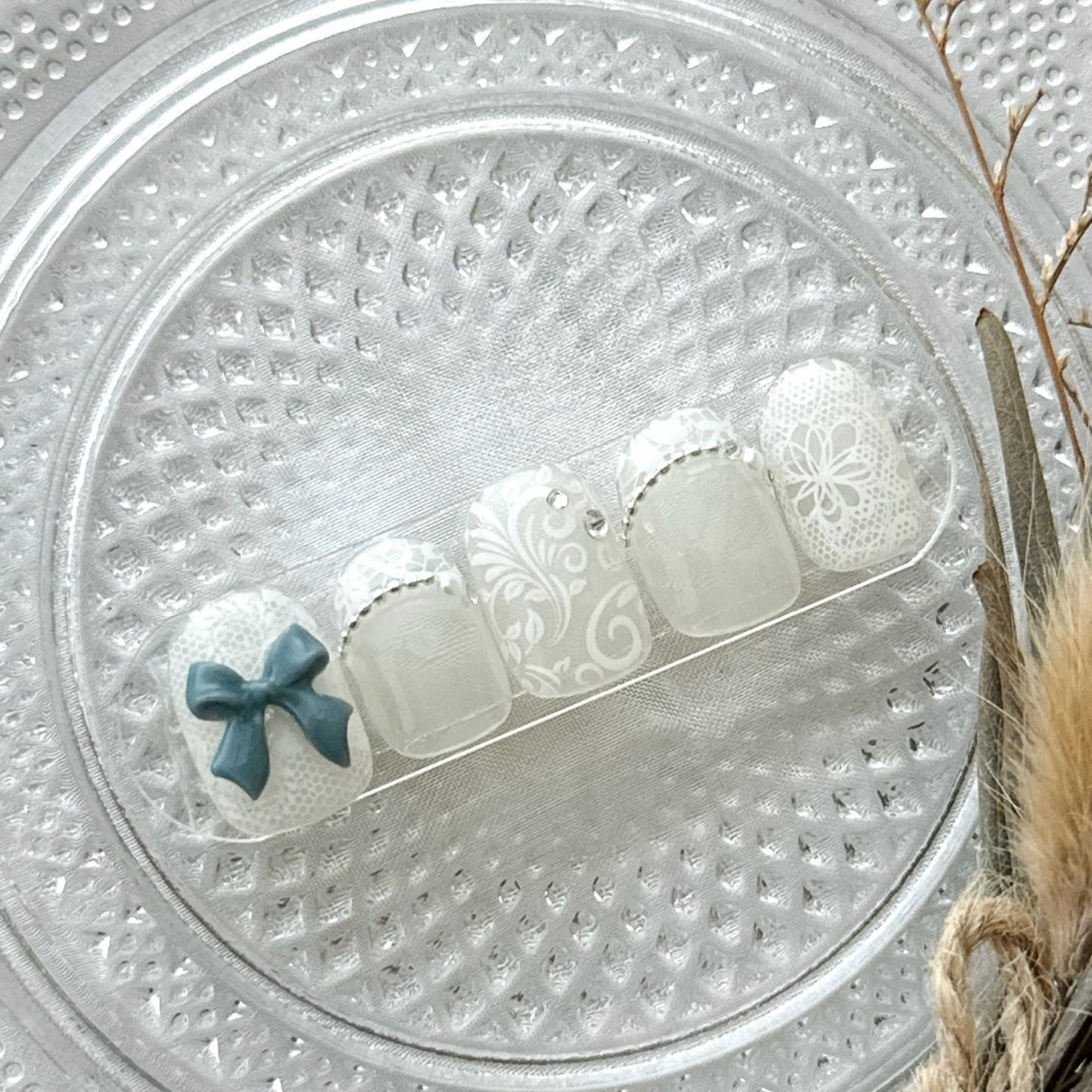 ネイル レース リボン ハンドネイル peaberry nailのネイルデザイン