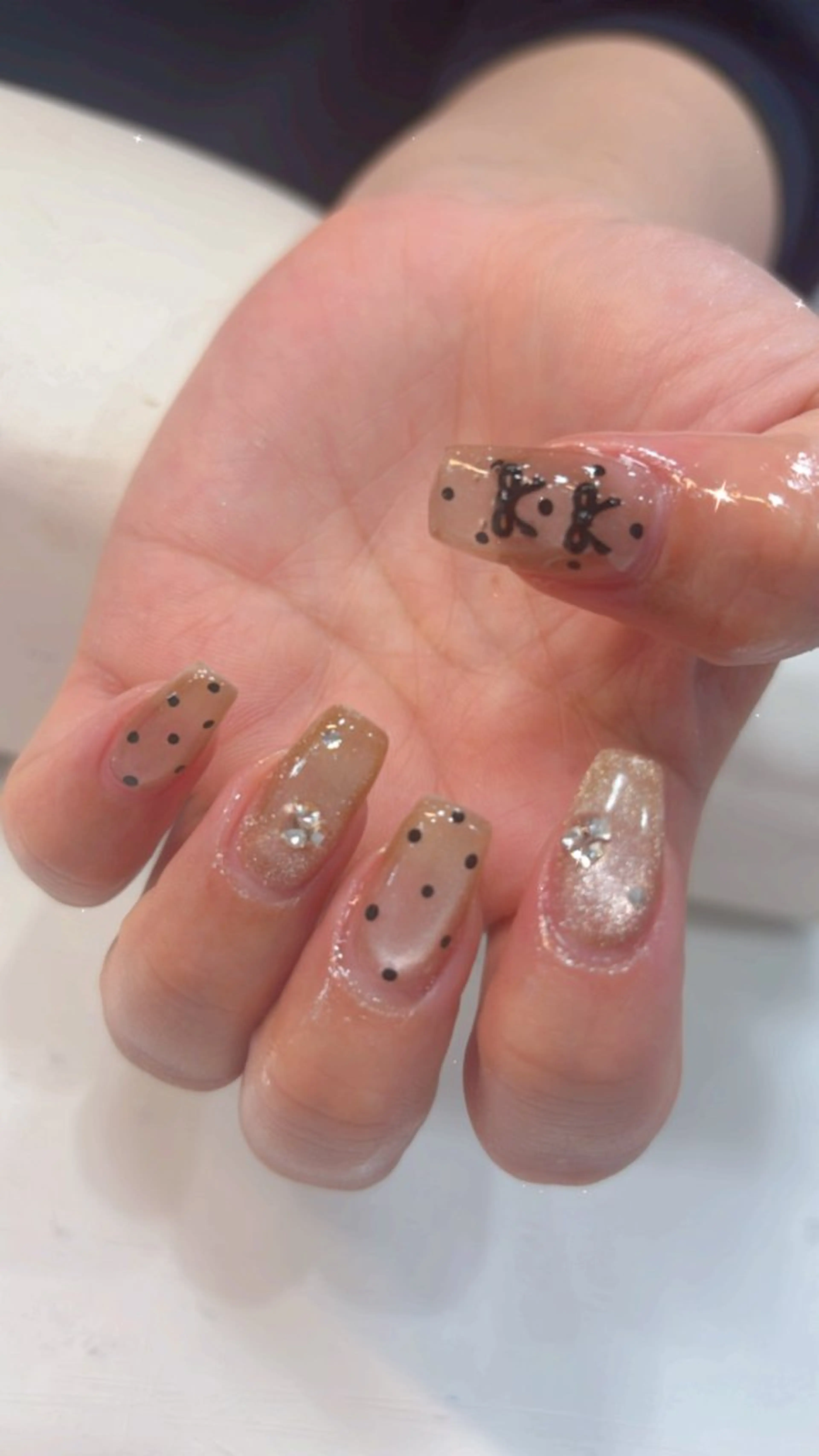 ネイル ドット マグネットネイル ハンドネイル 鶴橋wooone nail.rieのネイルデザイン