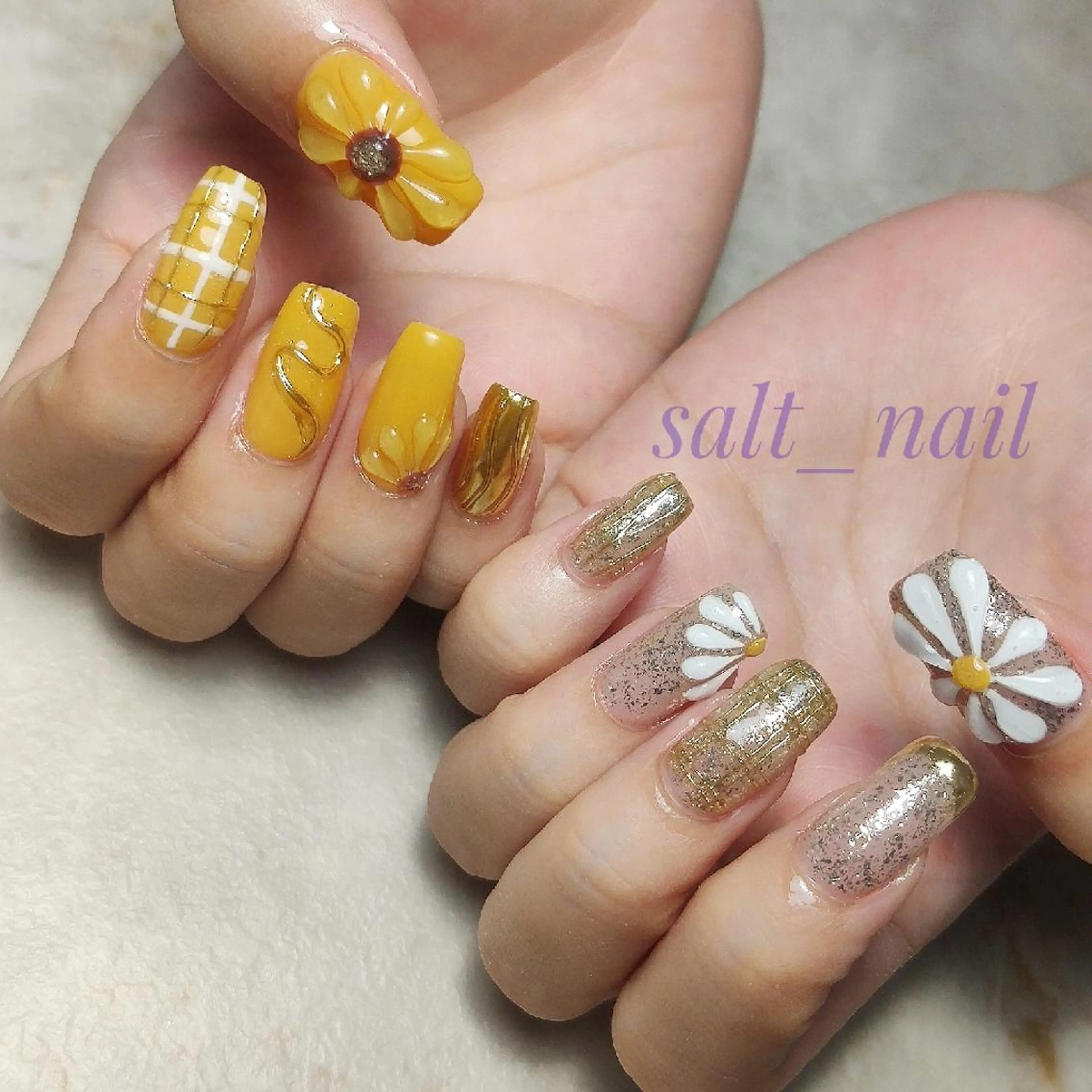 ネイル アートネイル フラワーネイル ぷっくりネイル ハンドネイル 個人サロン saltnailのネイルデザイン