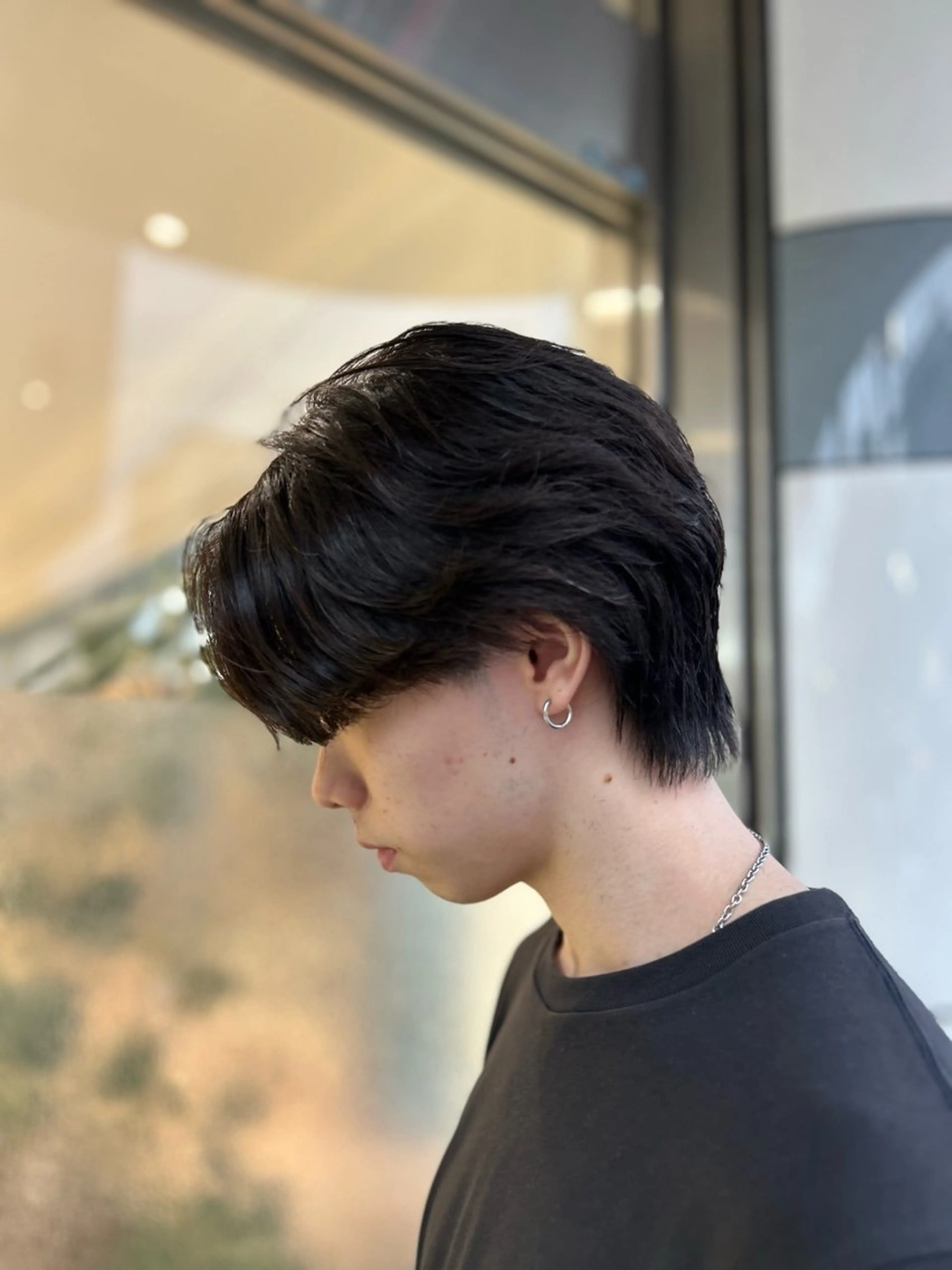 ミディアム パーマ メンズ カット パーマ ヘアセット メンズハイライト × perm Runoのヘアスタイル