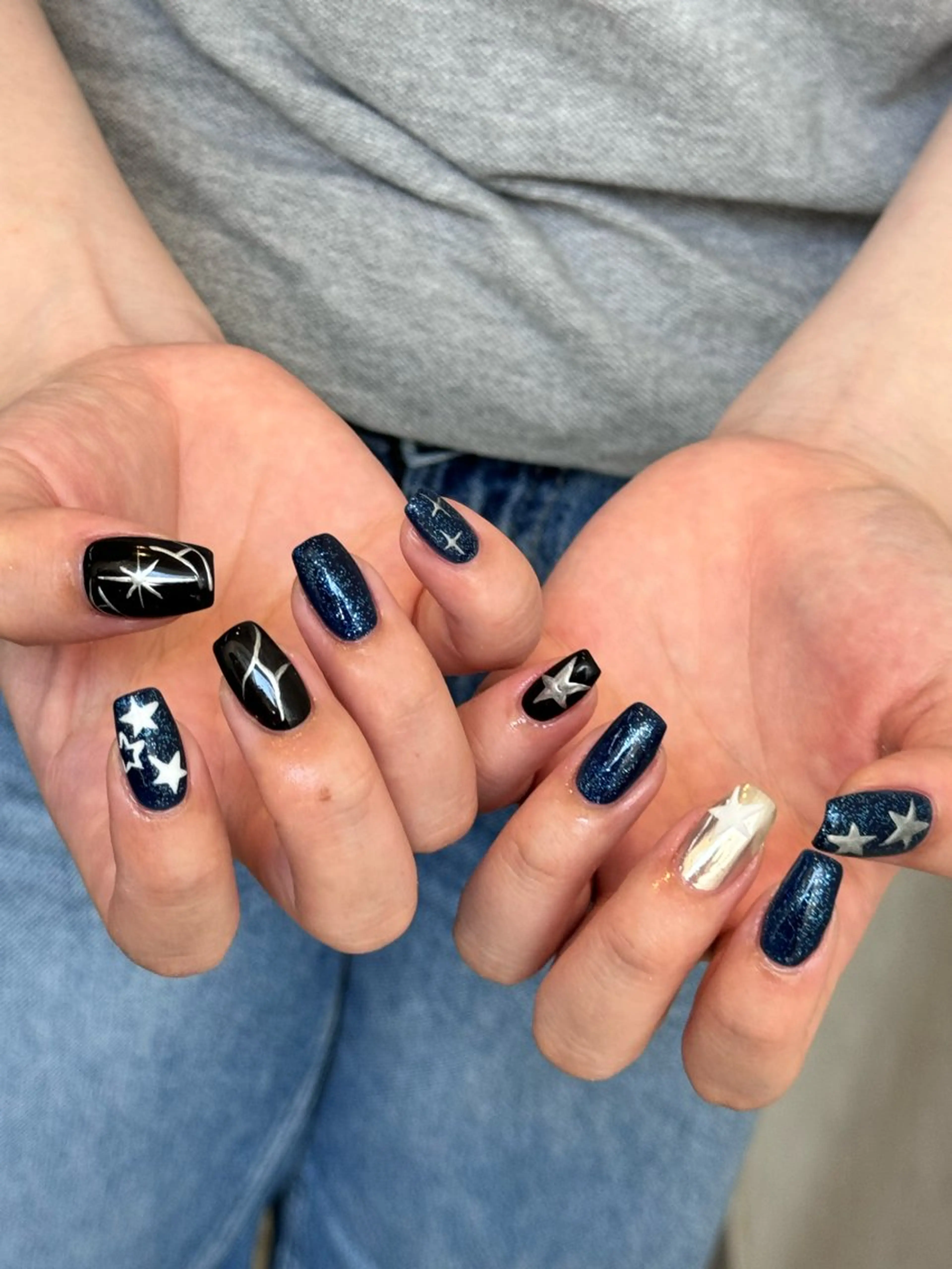 ネイル フレンチネイル 韓国ネイル マグネットネイル メンズネイル ニュアンスネイル ハンドネイル GRANDE大須 Cecil💜のネイルデザイン