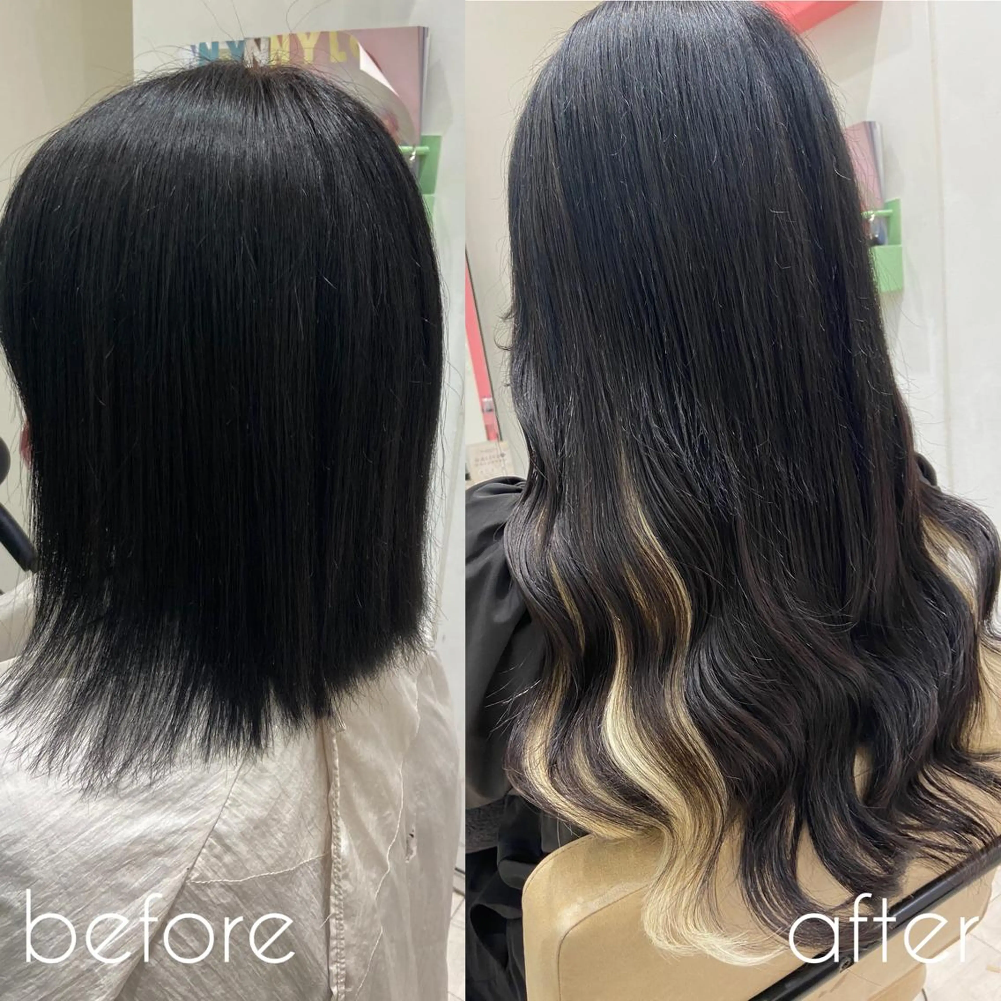 ロング カラー シールエクステ ブリーチ ブラウンカラー ケアカラー ダブルカラー カット エクステ 新宿/韓国ヘア 中明度カラー/かやのヘアスタイル