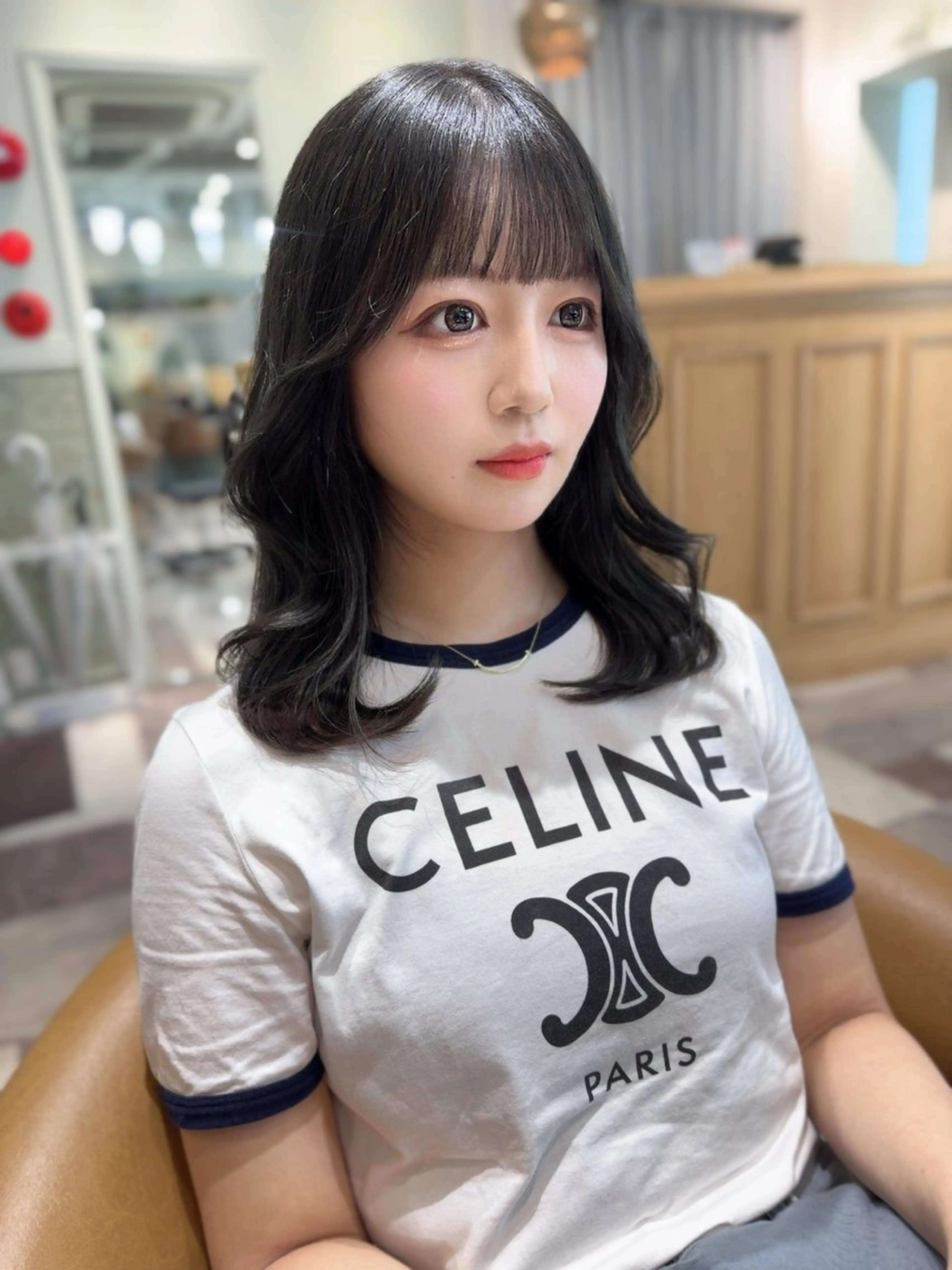 ミディアム カラー カット ヘアカラー トリートメント 木屋元一/透明感 /前髪/ショートボブのヘアスタイル