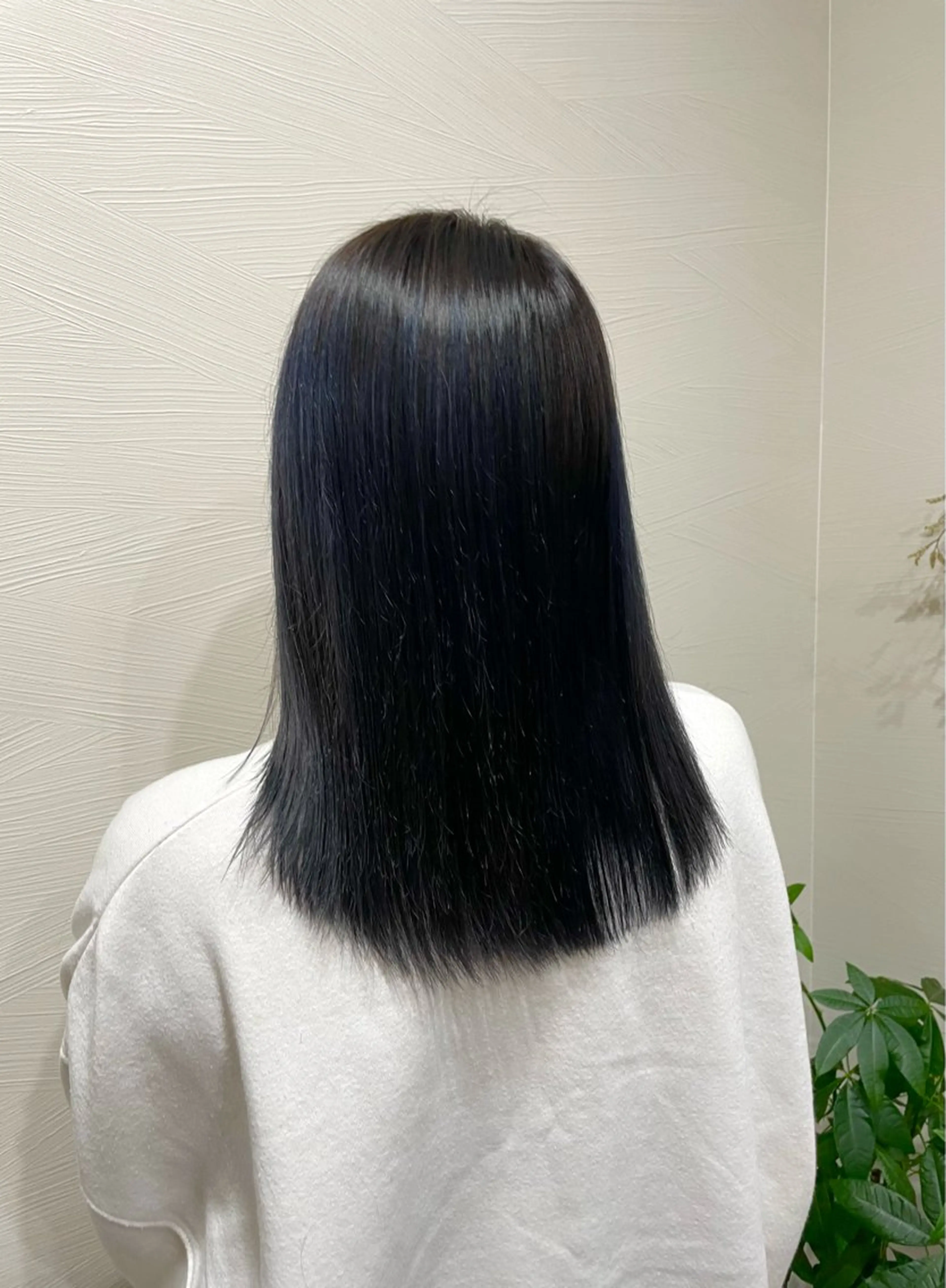 ミディアム カラー 黒髪 ブリーチ ブルーカラー ダブルカラー イヤリングカラー 猪股 唯菜のヘアスタイル