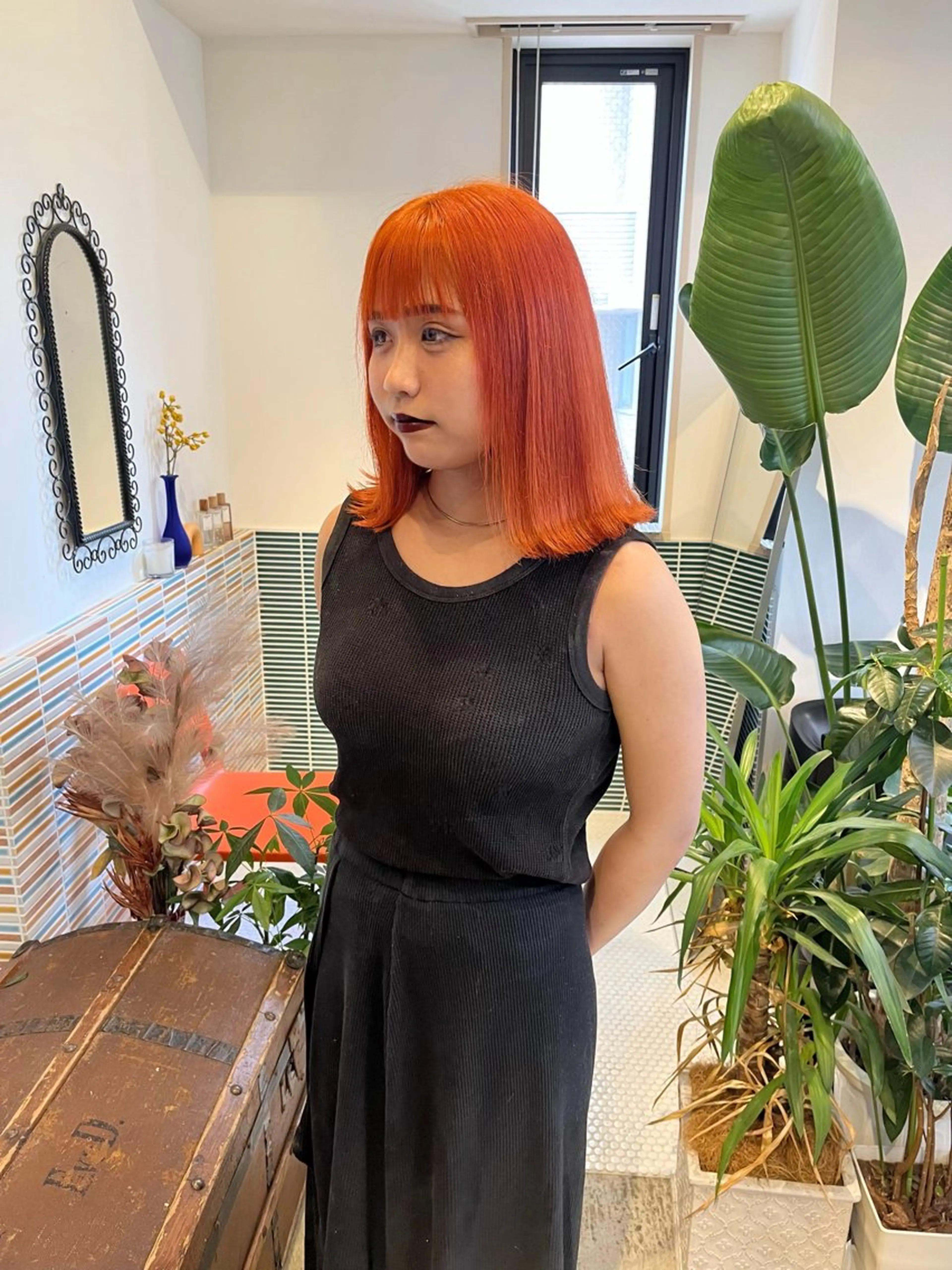 ミディアム カラー ブリーチ オレンジ カット ヘアカラー トリートメント 🩷ハイトーン透明感 レイヤー🩷ユリカのヘアスタイル