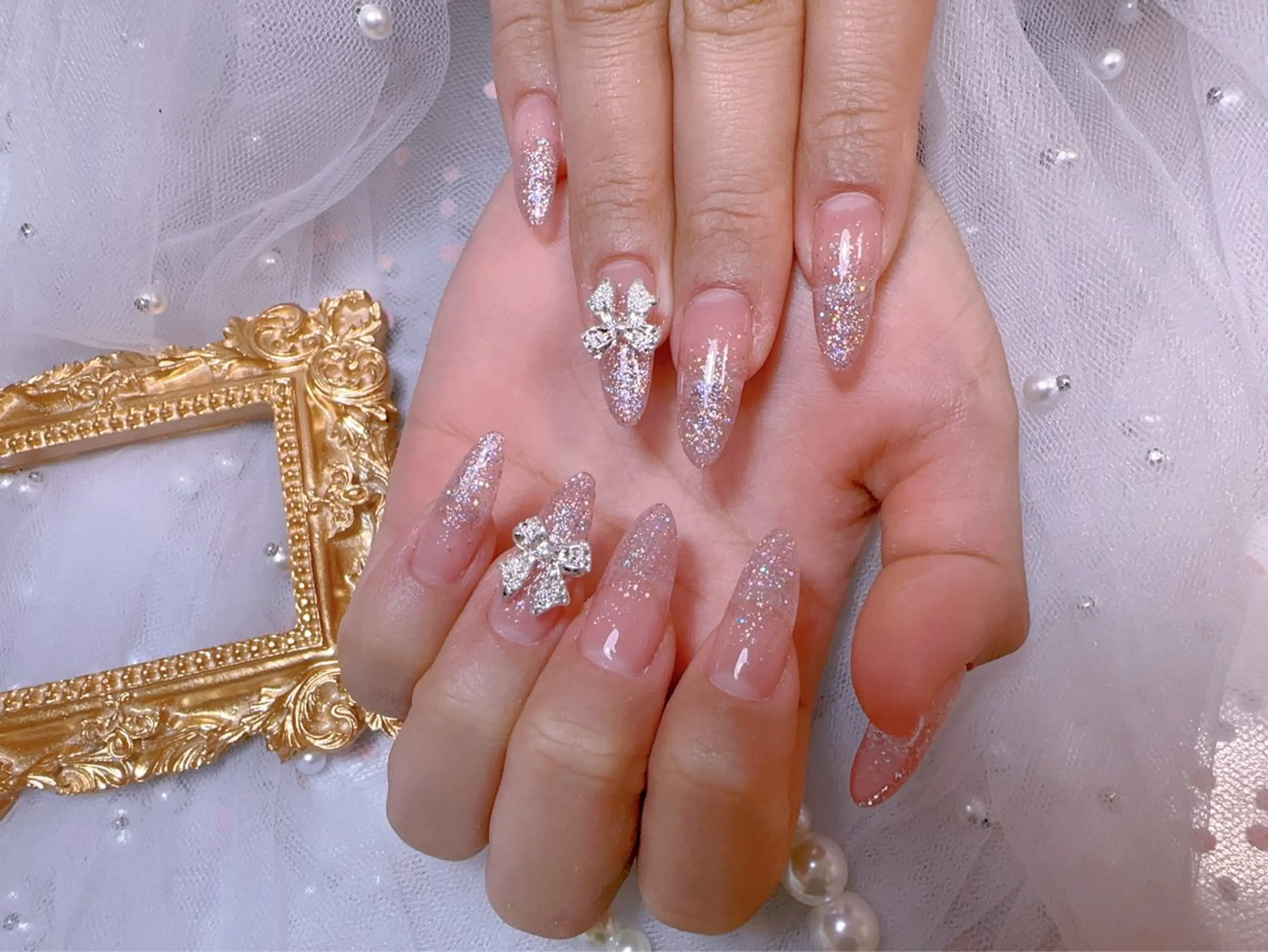 ネイル オーロラネイル フットネイル 韓国ネイル ラメ(グリッター) ラメグラデーション ハンドネイル Belle nail salon 新小岩のネイルデザイン