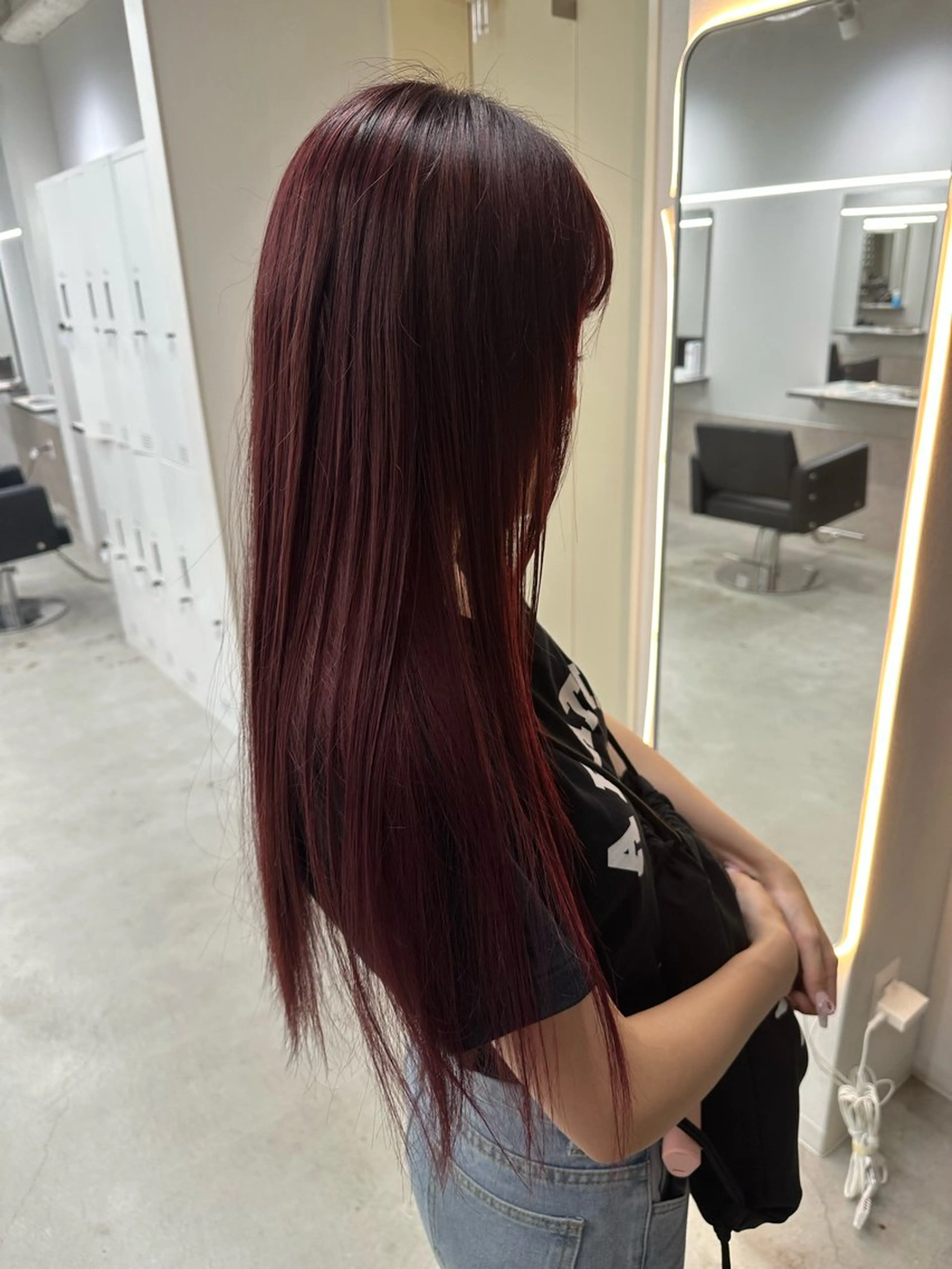 ロング カラー ボルドーカラー レッドカラー AYAKASA 暖色カラー/レイヤーのヘアスタイル