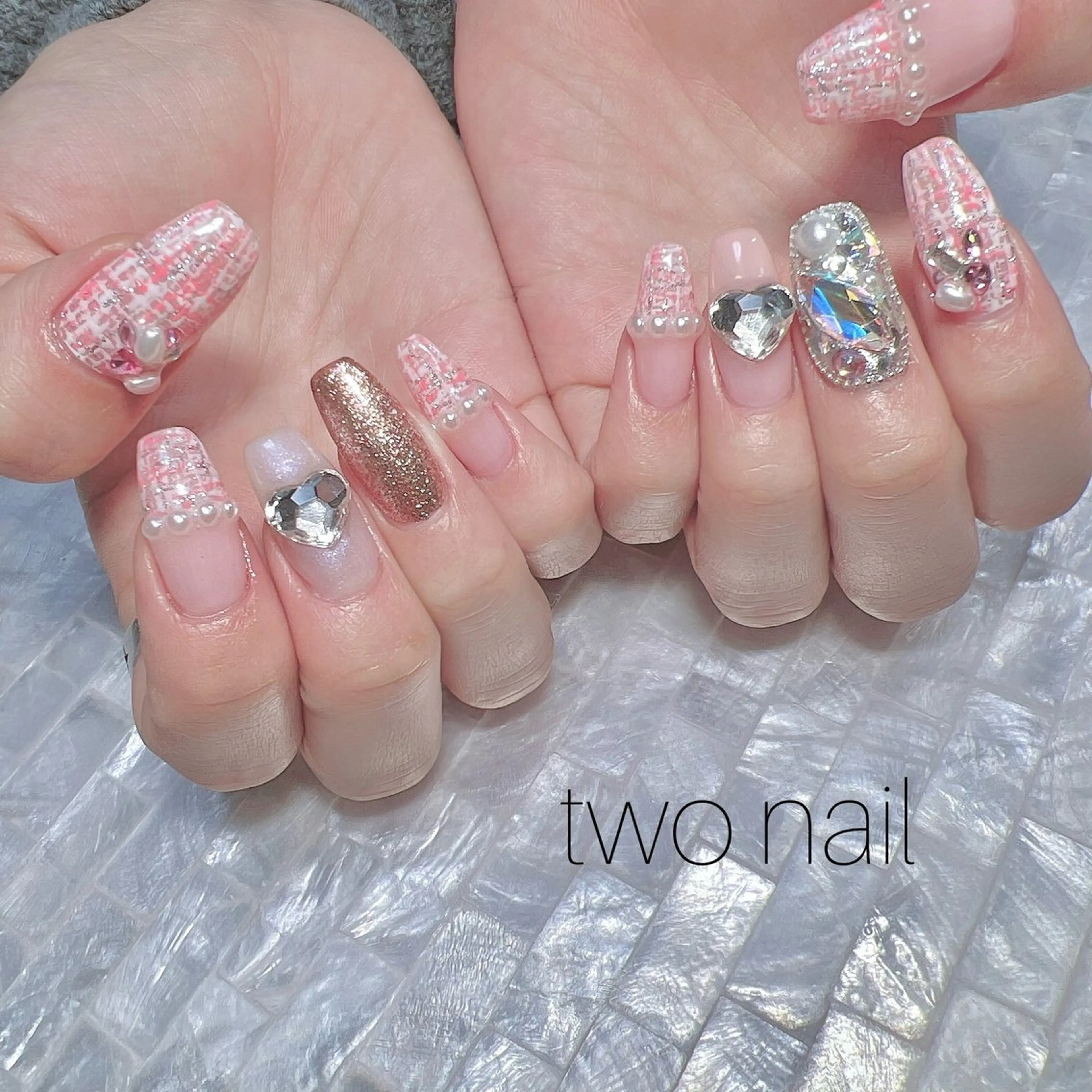 ネイル アートネイル ネイルチップ ホワイト ハンドネイル two nailのネイルデザイン