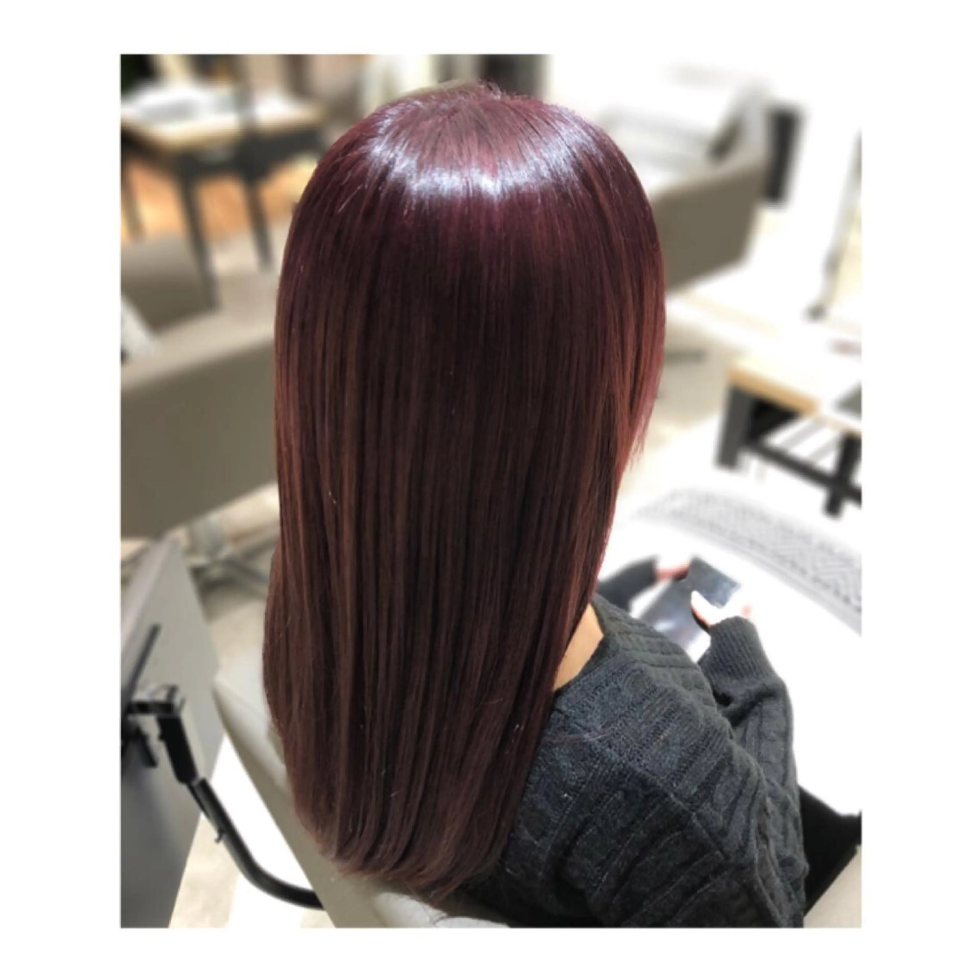 ロング カラー カシス レッドカラー まちだ ひとみのヘアスタイル